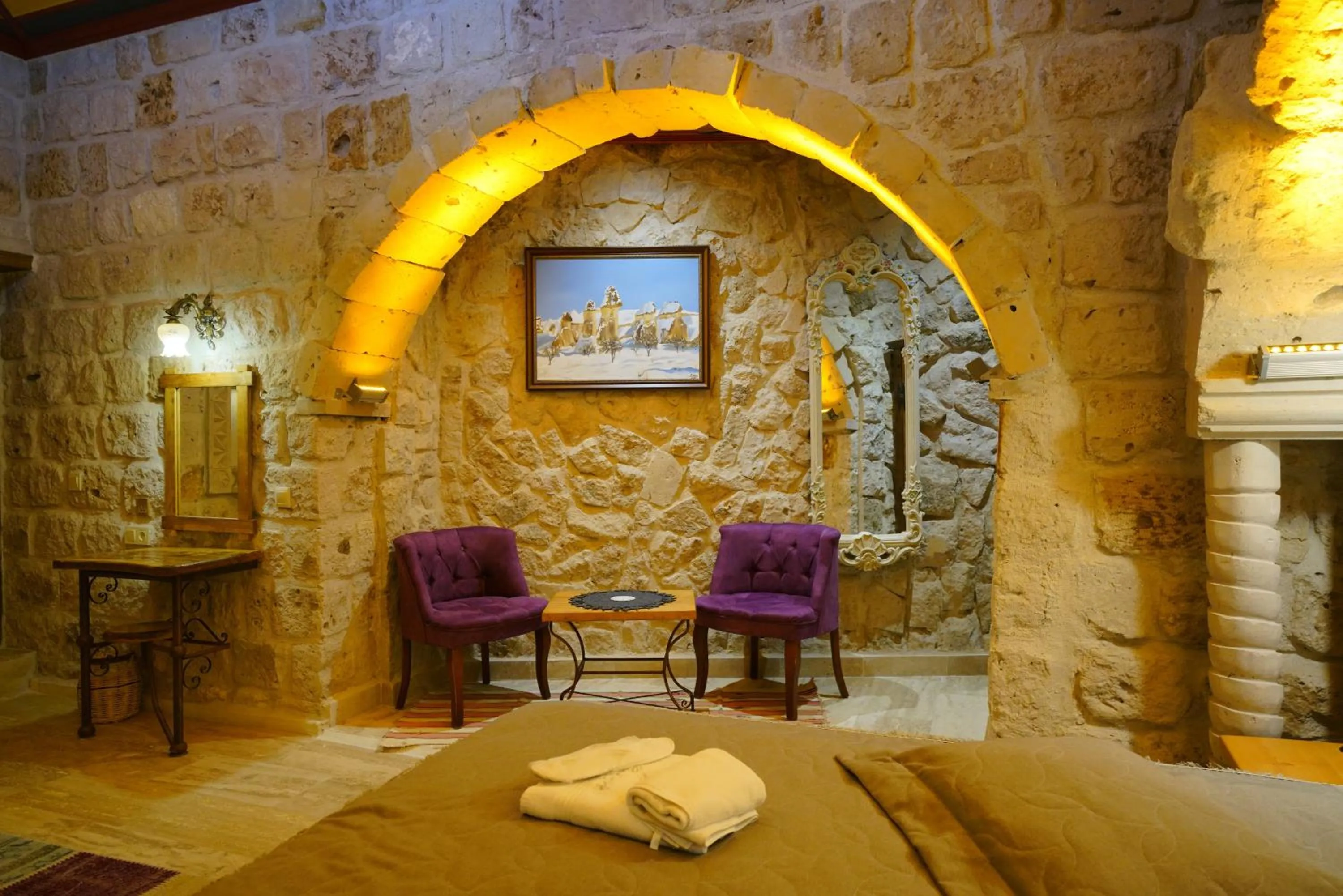 Seating area in Göreme Cave Lodge