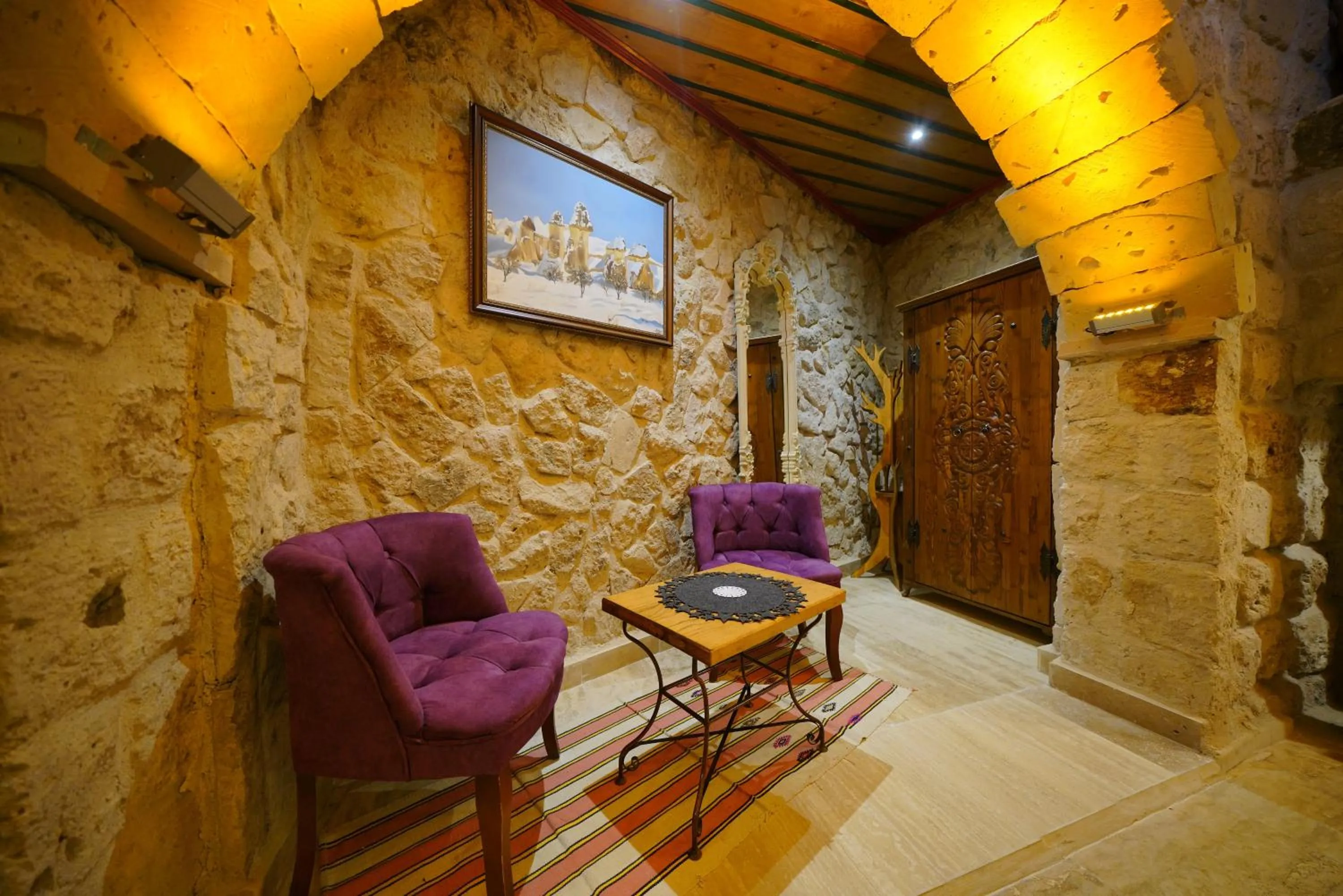 Seating area in Göreme Cave Lodge
