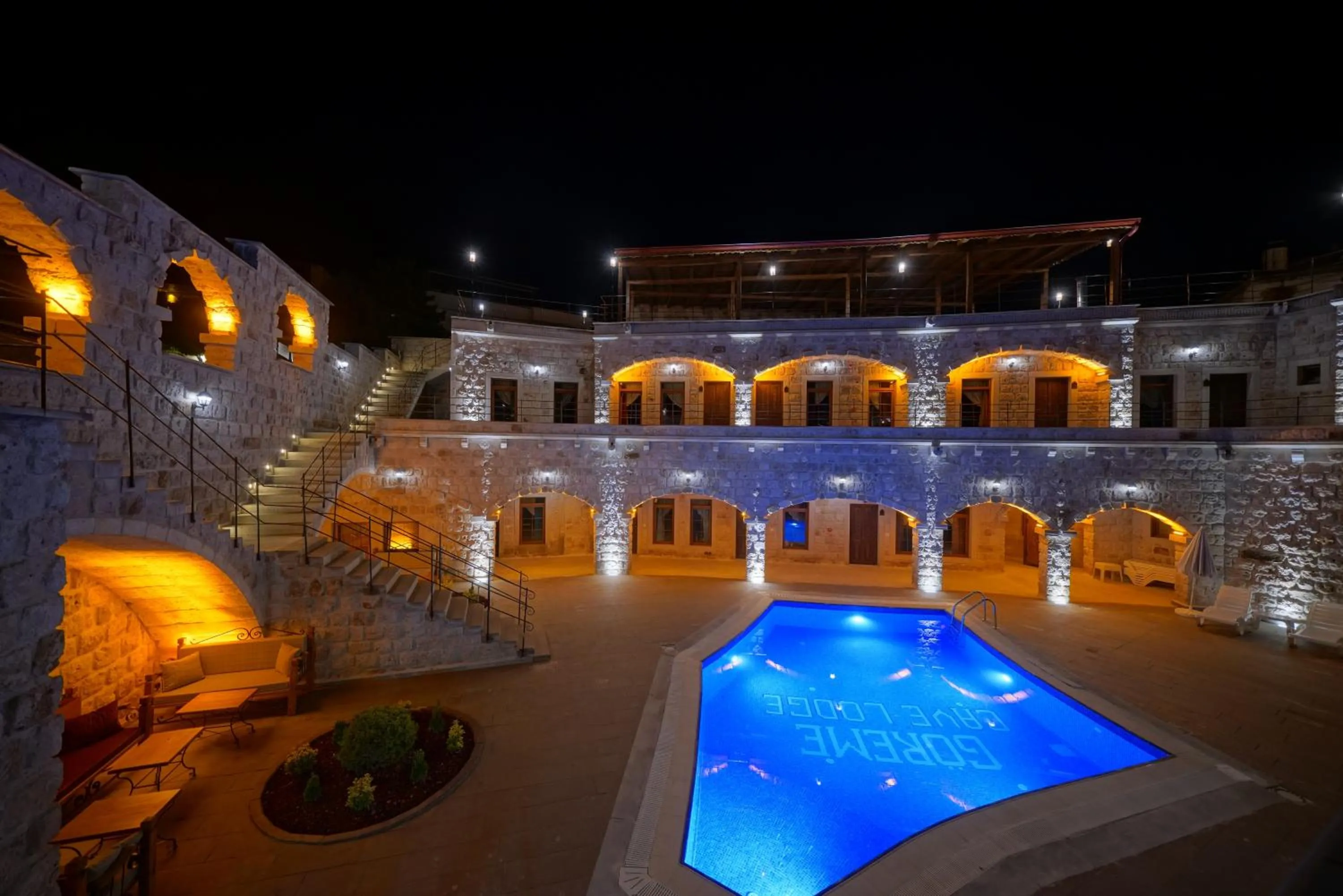 Pool view in Göreme Cave Lodge