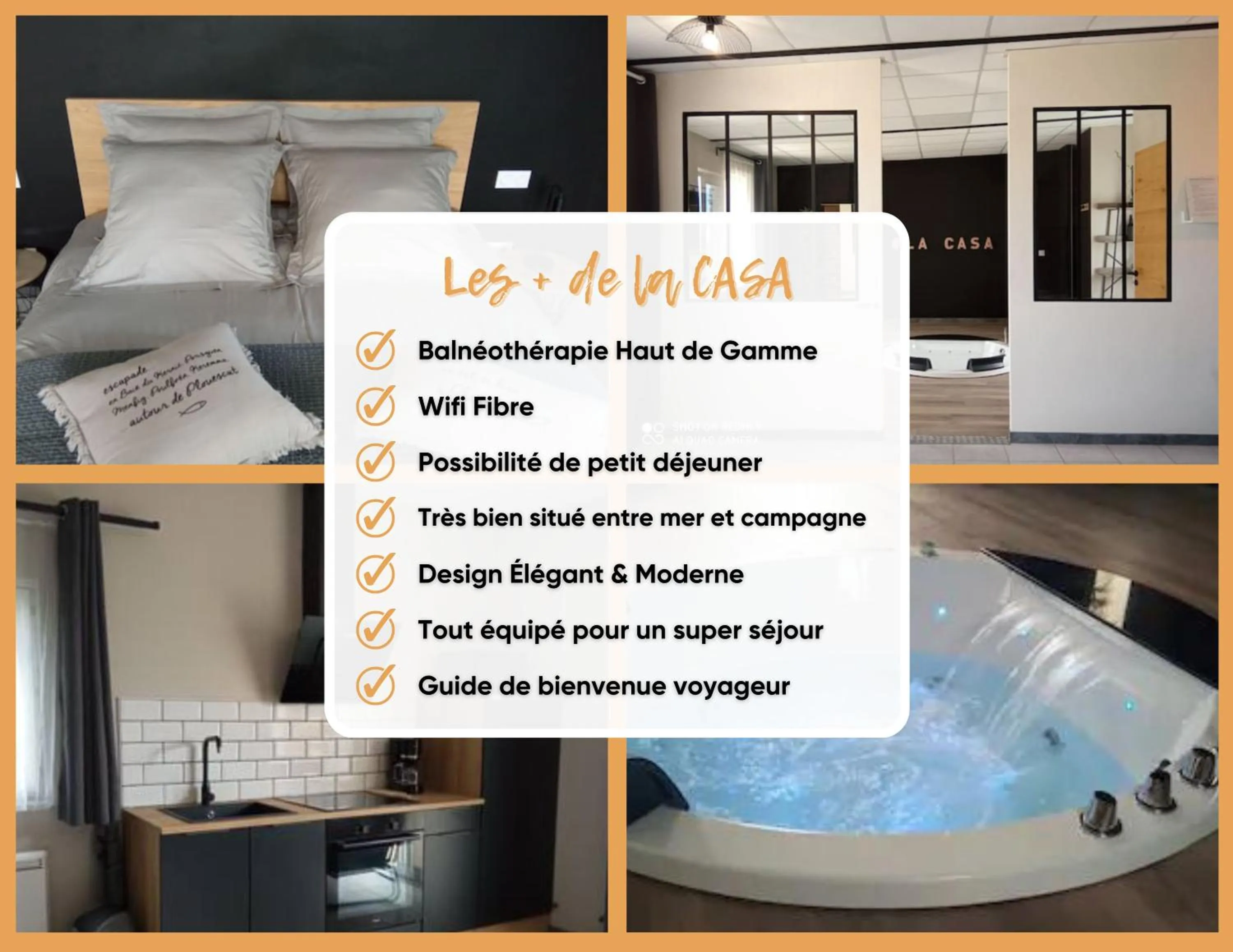 Photo of the whole room in La Casa du Dolmen Clara, balnéo privée, entre terre et mer