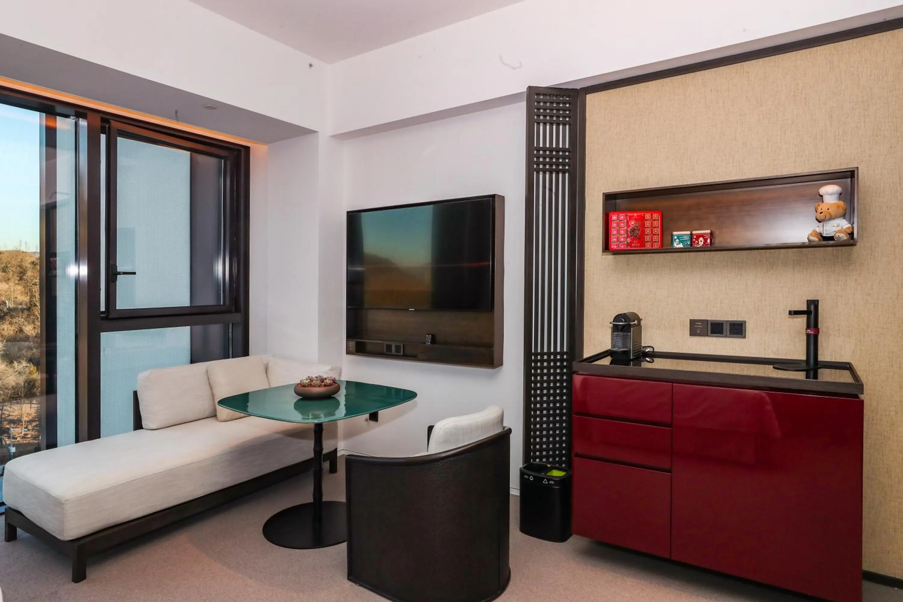 Seating area in Shangri-La Shougang Park, Beijing