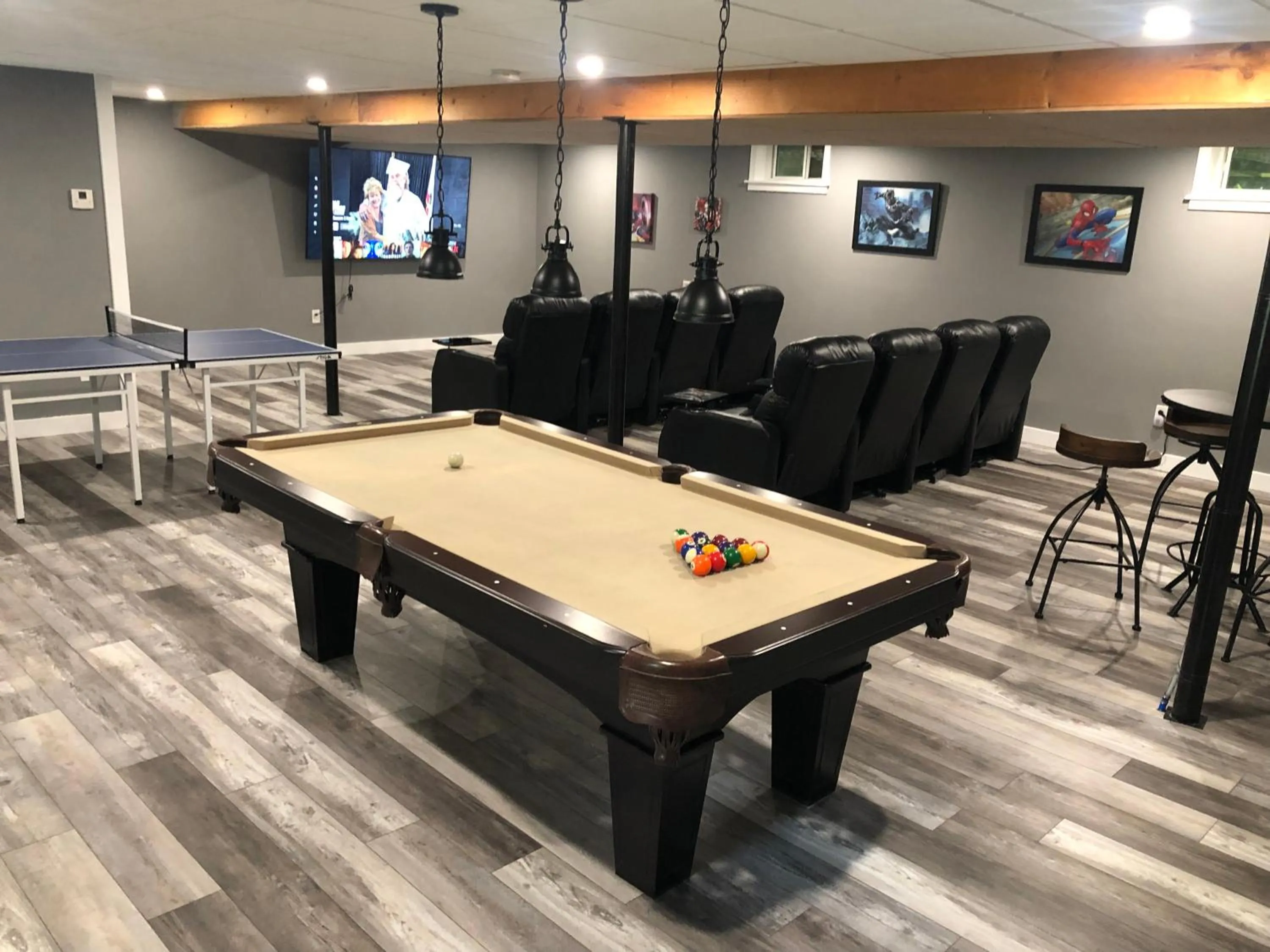 Billiard in The Mighty Oaks Retreat,modern house Bar Harbor Acadia MDI