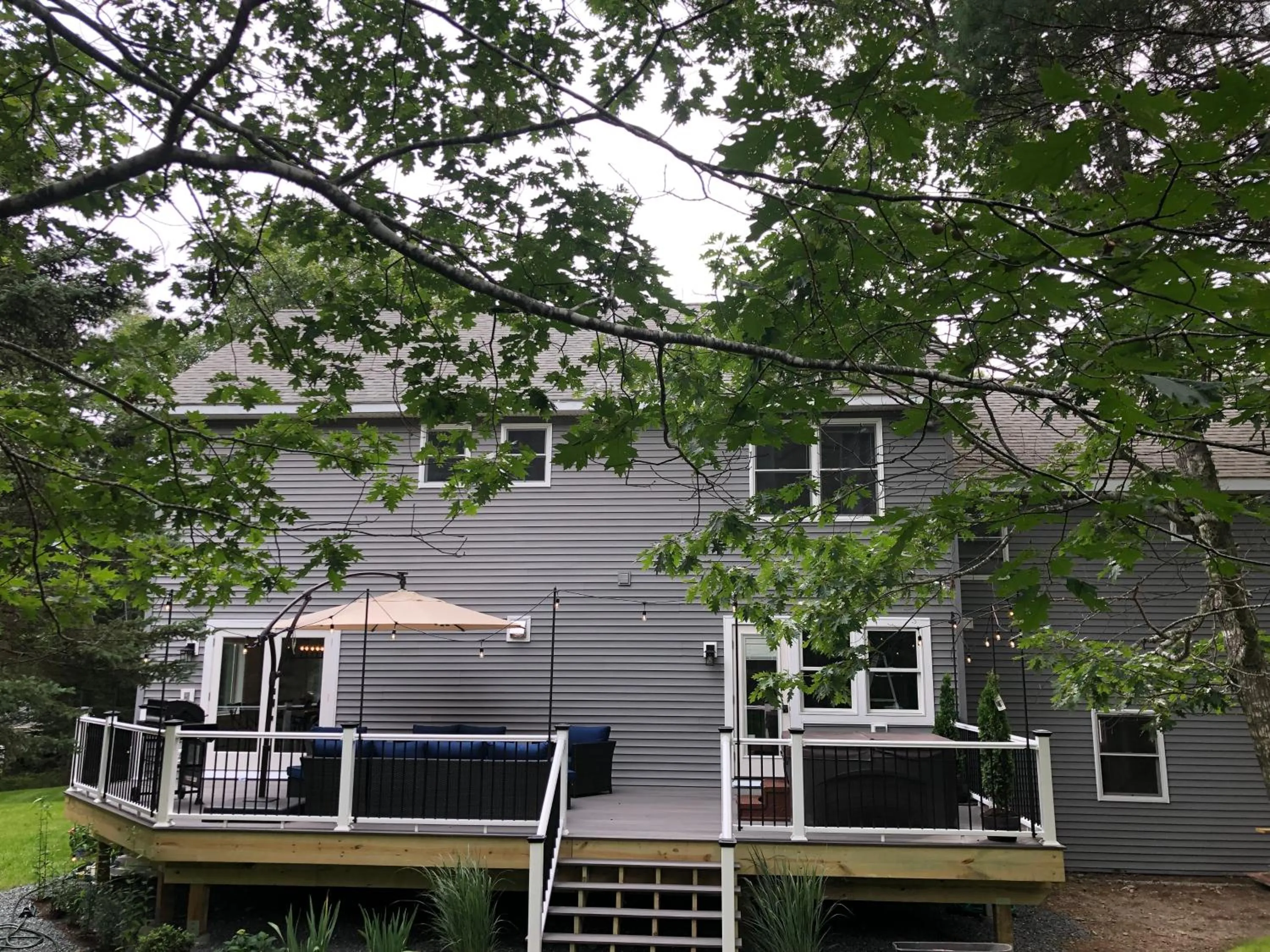 Patio in The Mighty Oaks Retreat,modern house Bar Harbor Acadia MDI