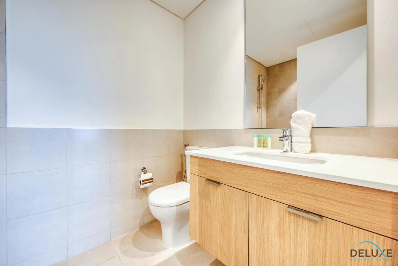 Bathroom in Community Living 2BR Close to Emirates Golf Club, Golf Views A, Madinat Al Mataar by Deluxe Holiday Homes