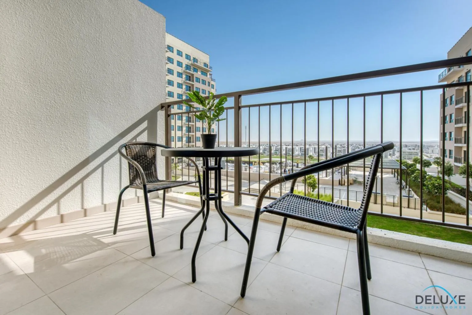 Balcony/Terrace in Community Living 2BR Close to Emirates Golf Club, Golf Views A, Madinat Al Mataar by Deluxe Holiday Homes