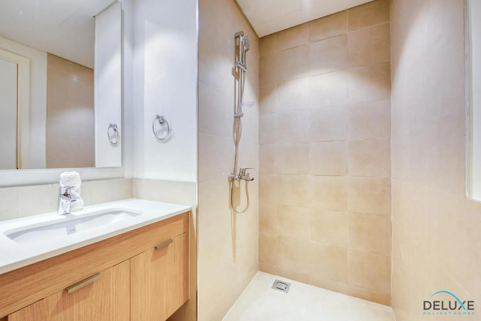 Bathroom in Community Living 2BR Close to Emirates Golf Club, Golf Views A, Madinat Al Mataar by Deluxe Holiday Homes