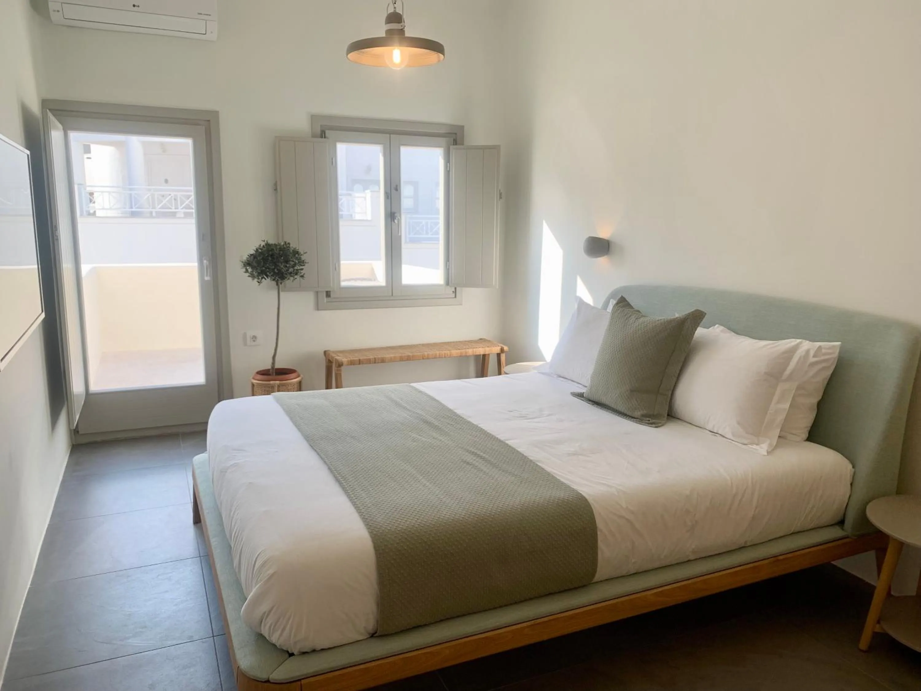 Bedroom in Mod Santorini Vegan Accommodation