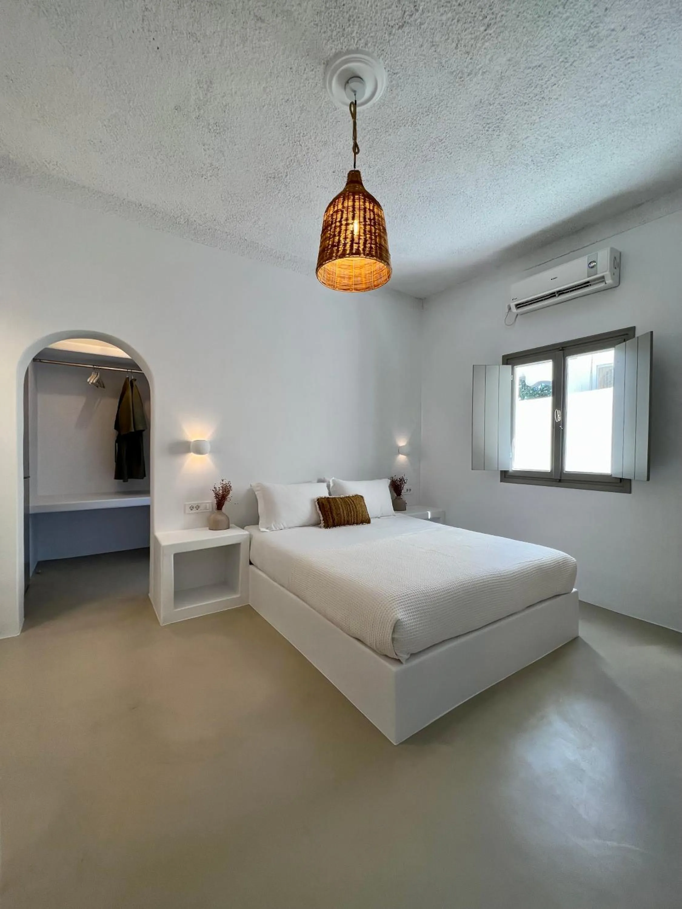 Bed in Mod Santorini Vegan Accommodation