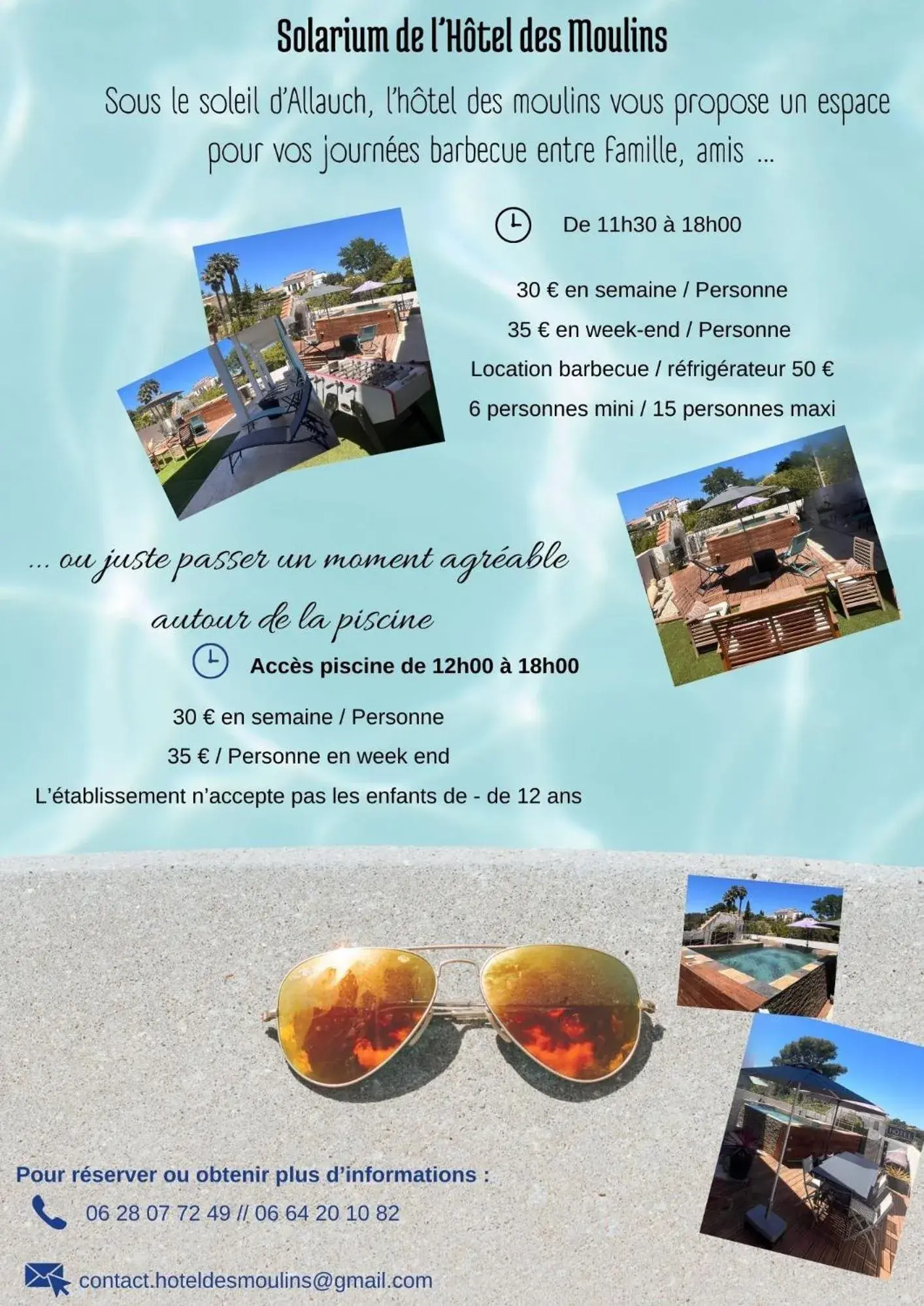 Pool view in Hôtel Des Moulins Pool view in Hôtel Des Moulins