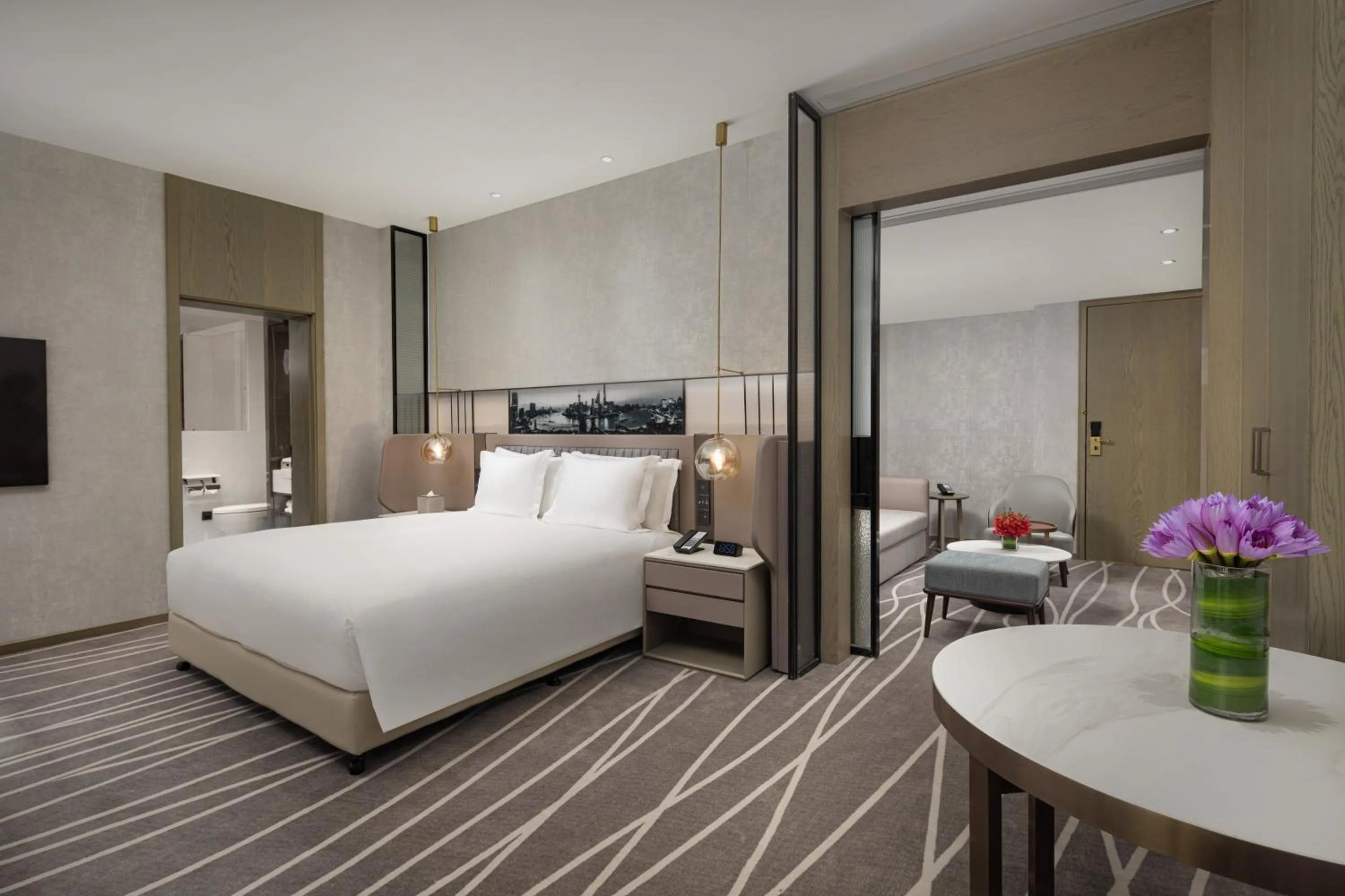 Bedroom, Bed in Crowne Plaza Shanghai Nanjing Road by IHG