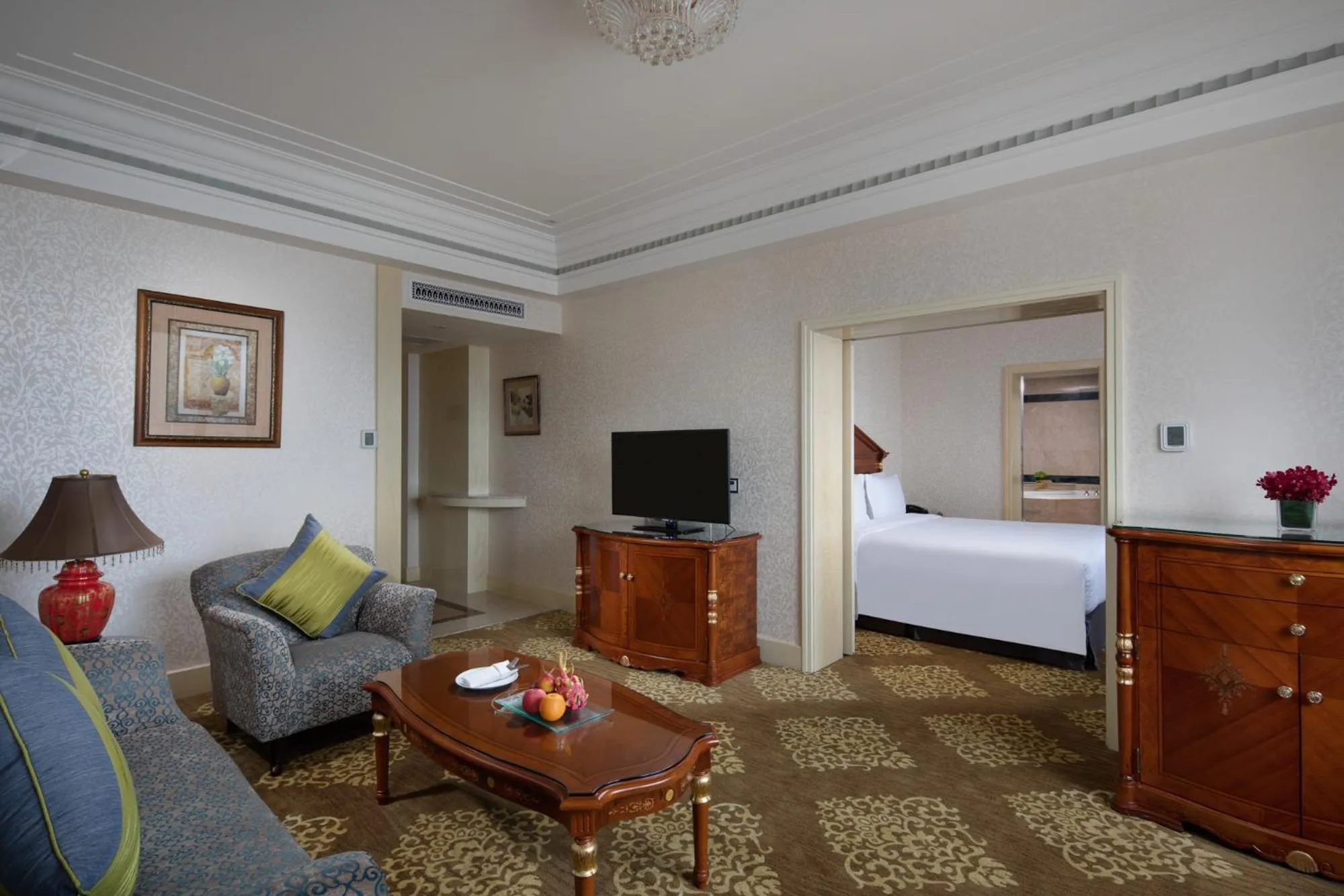 Living room, Bed in Crowne Plaza Shanghai Nanjing Road by IHG