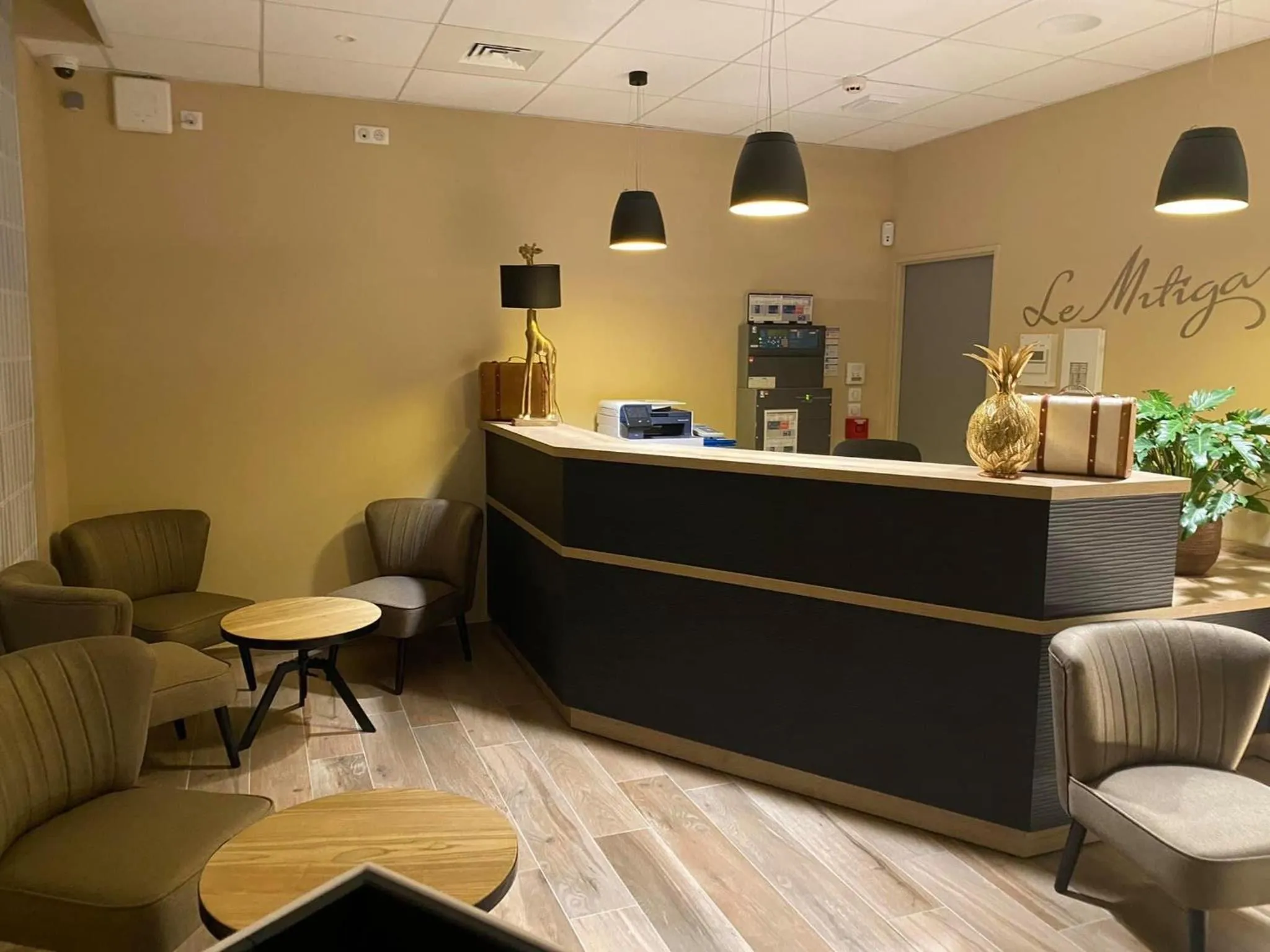 Lobby or reception in Hôtel - Restaurant Le MITIGANA
