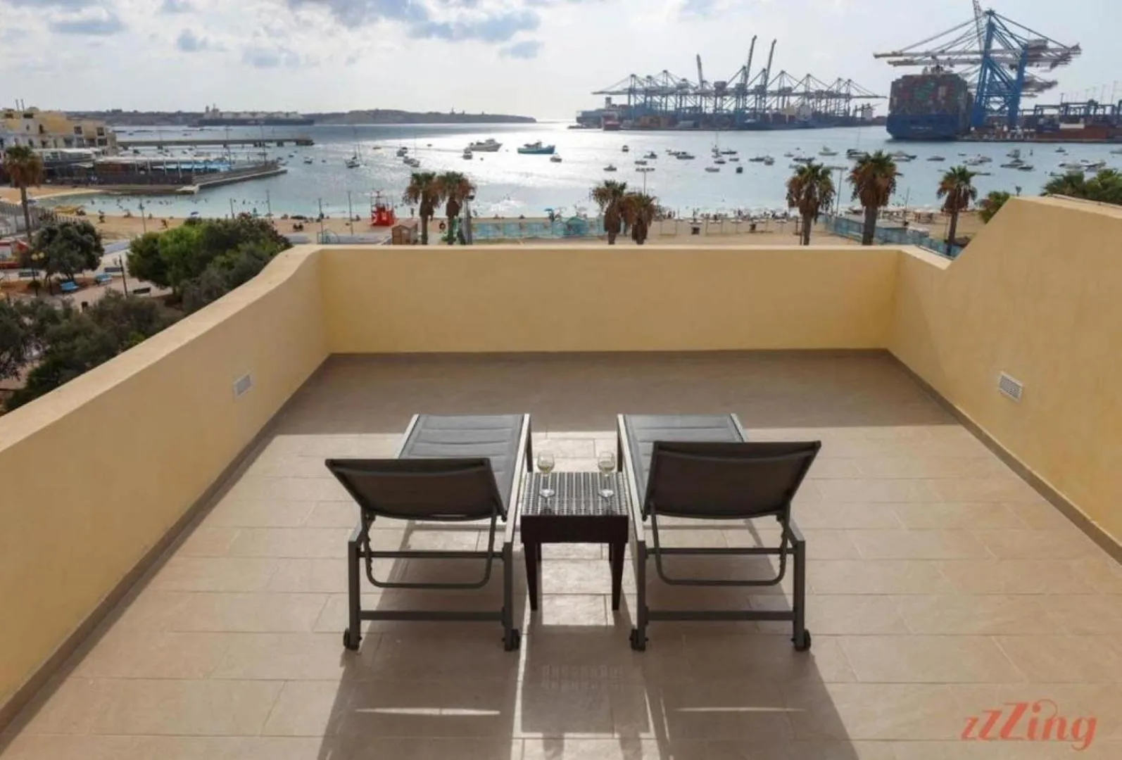 Balcony/Terrace in Elegant Seafront Duplex with Stunning Panoramic Views