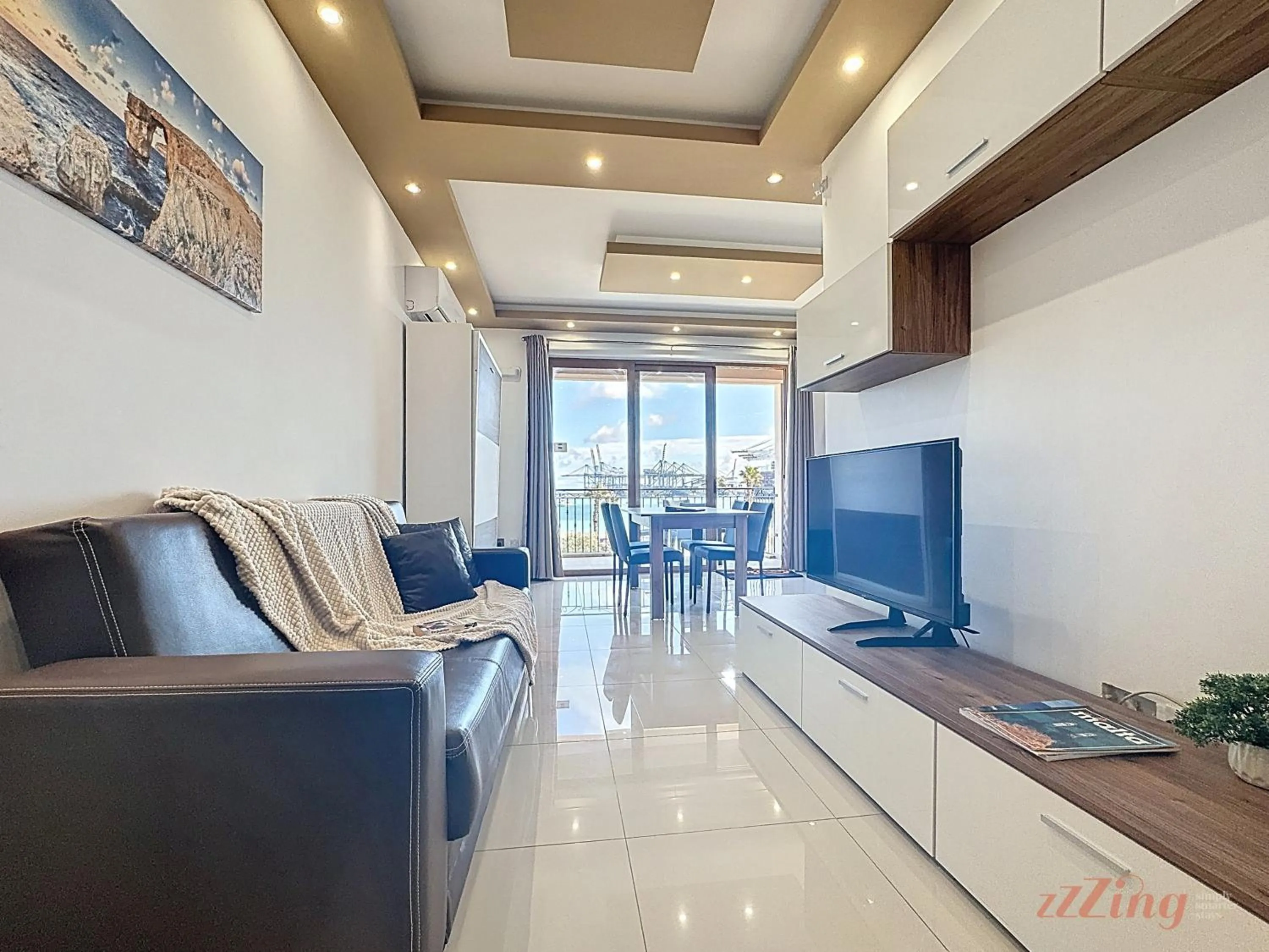 Living room in Elegant Seafront Duplex with Stunning Panoramic Views