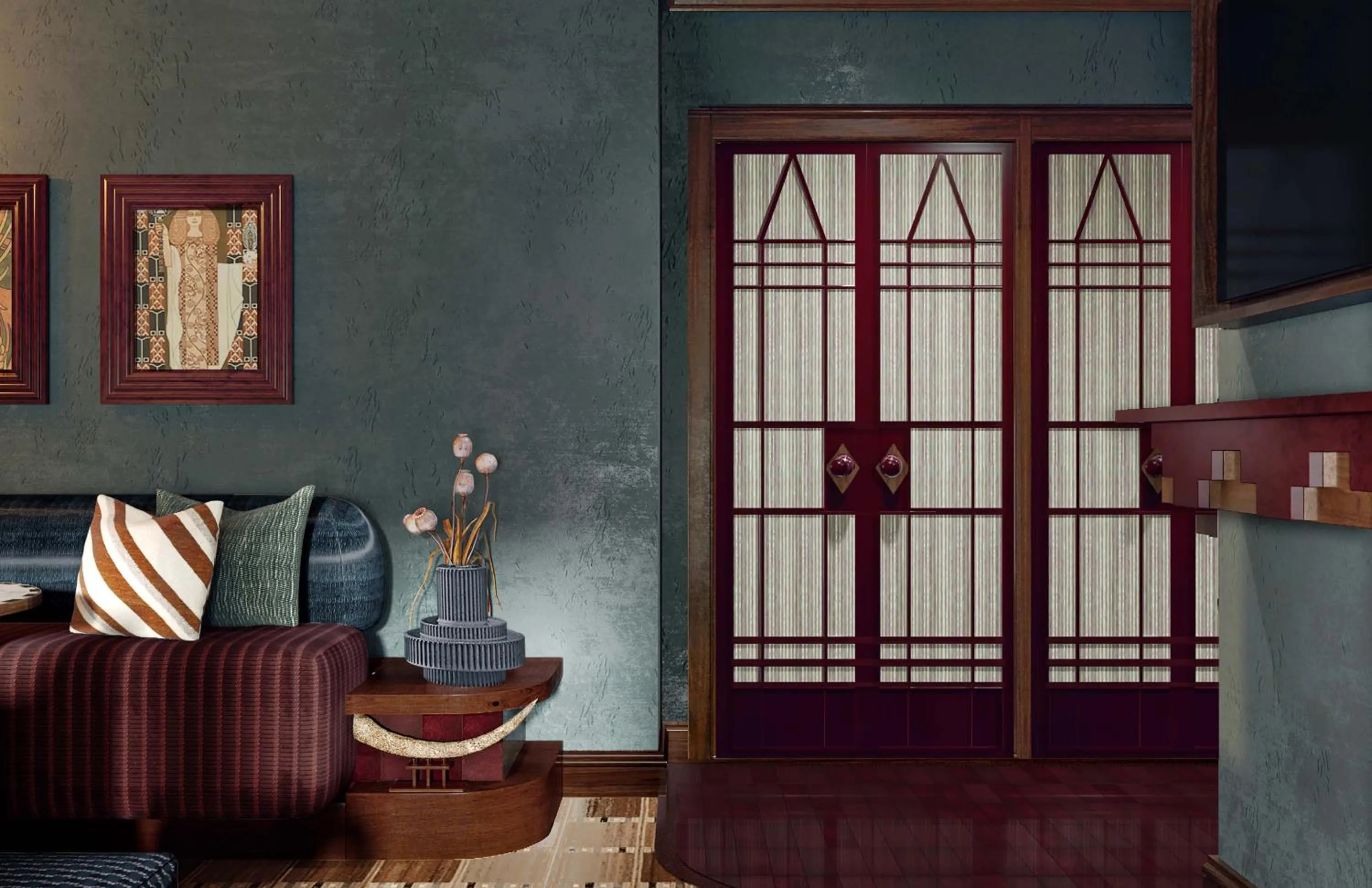 Seating area in Snake River Lodge