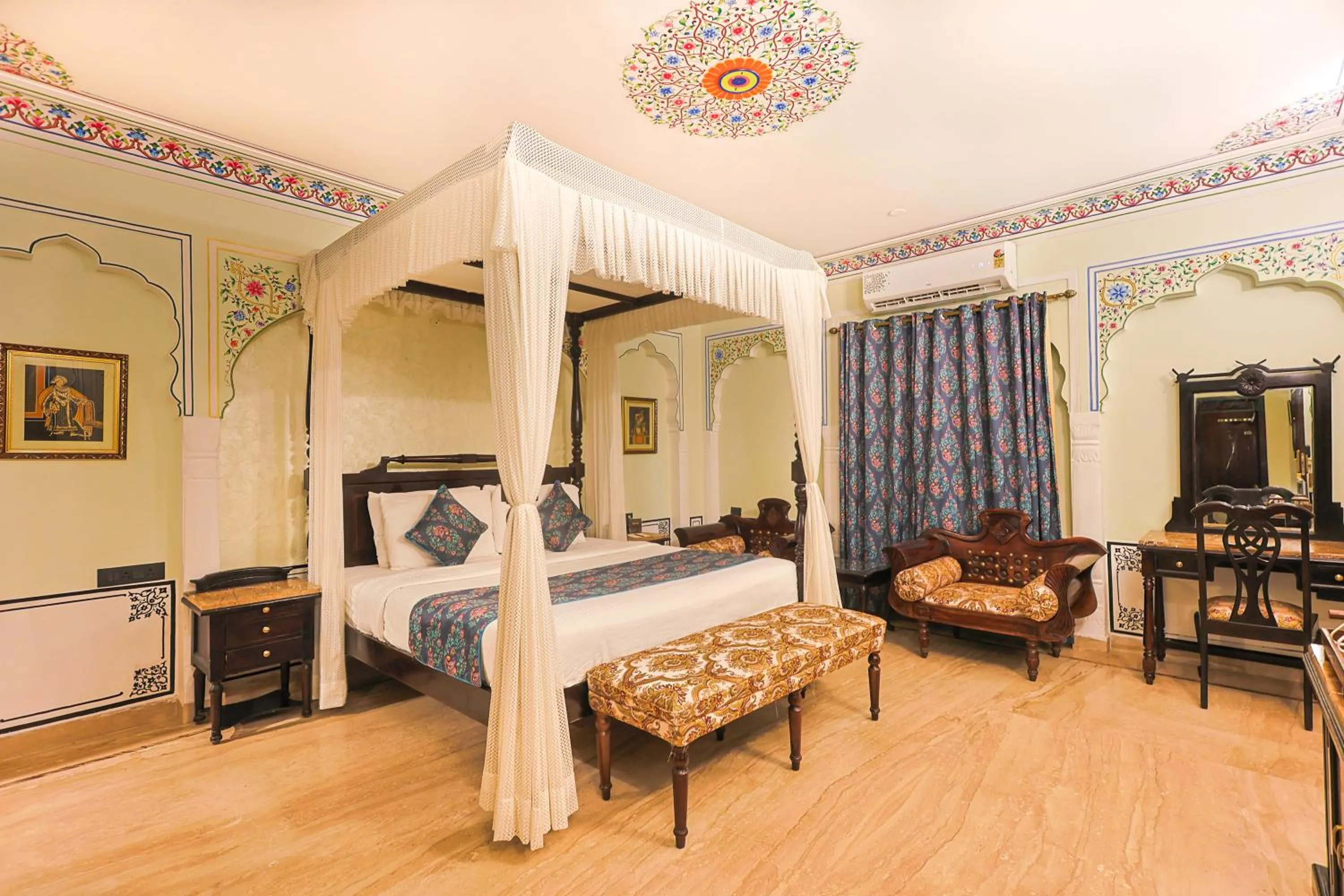 Living room, Bed in WelcomHeritage Traditional Haveli