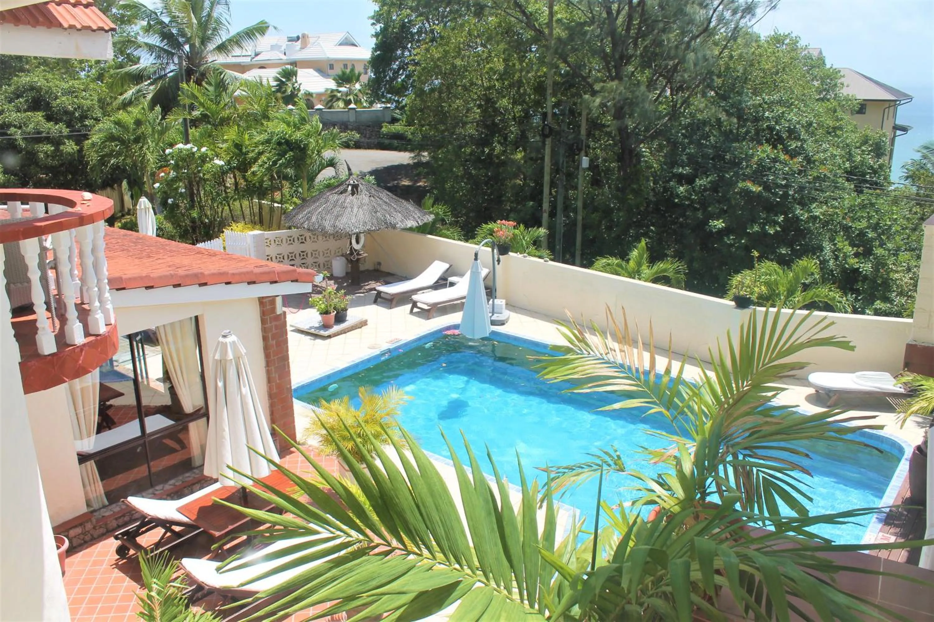 Pool view in Carana Hilltop Villa Seychelles