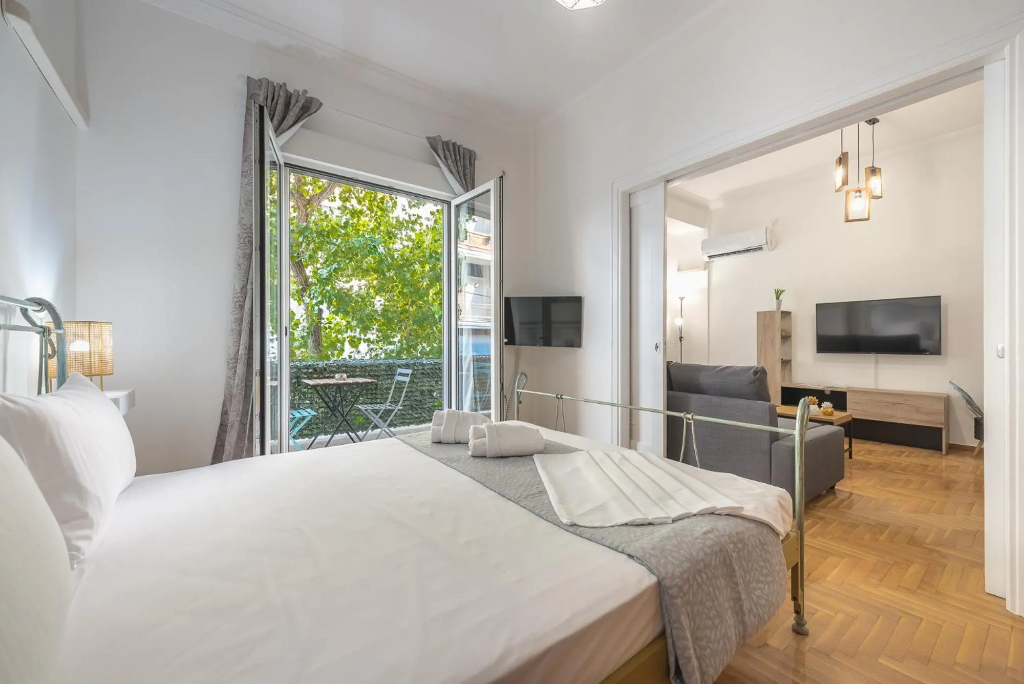 Balcony/Terrace, Bed in Athens Bright Suite by CloudKeys