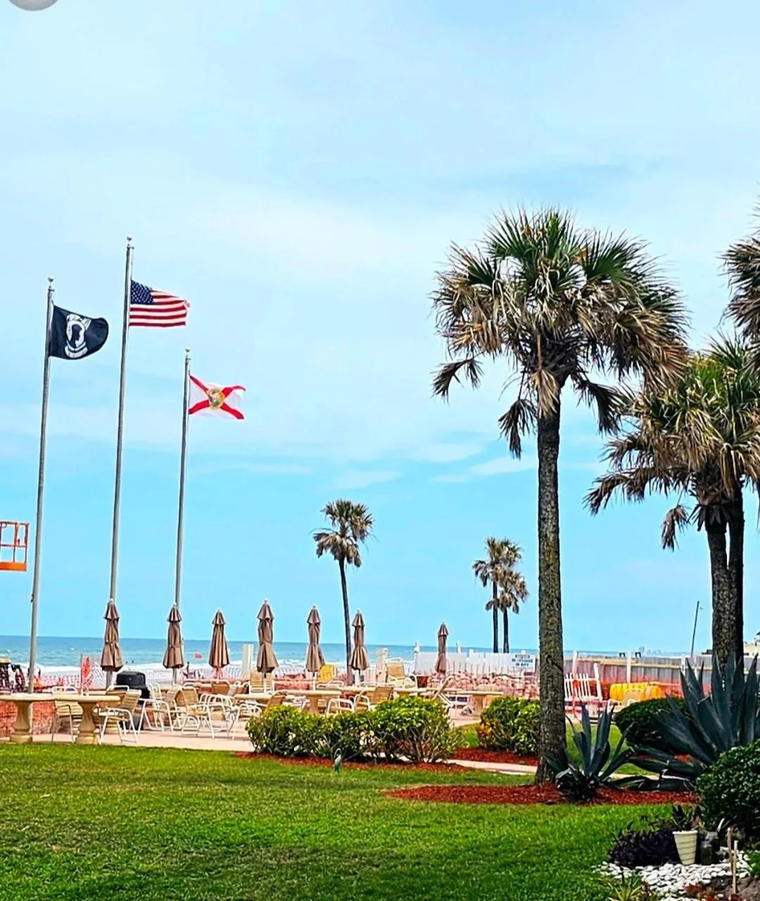 Beach in Oceanfront Escape With Balcony and heated salt water pool Sleeps 4