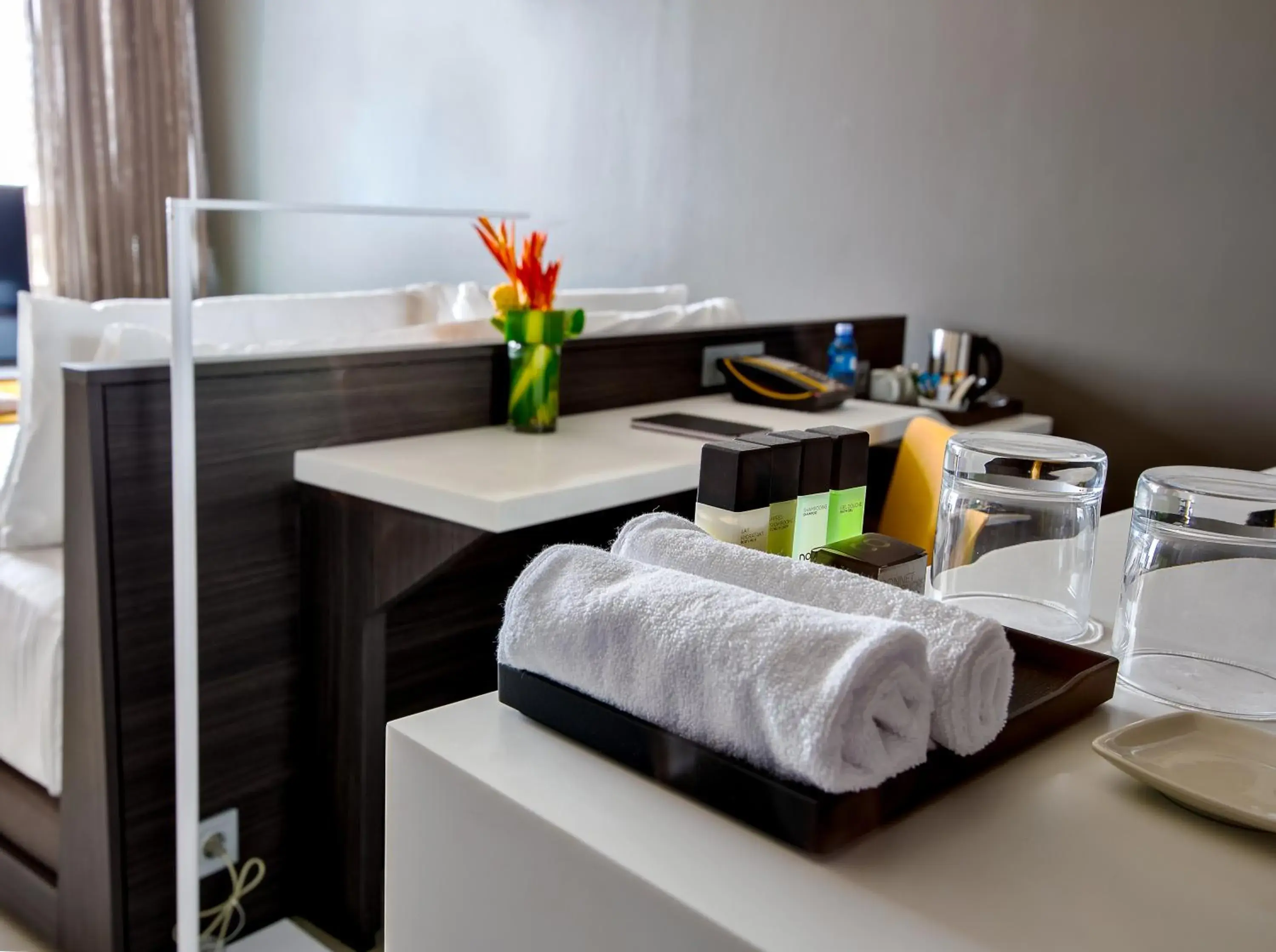 Bathroom, Bed in Noom Hotel Abidjan Plateau Bathroom, Bed in Noom Hotel Abidjan Plateau