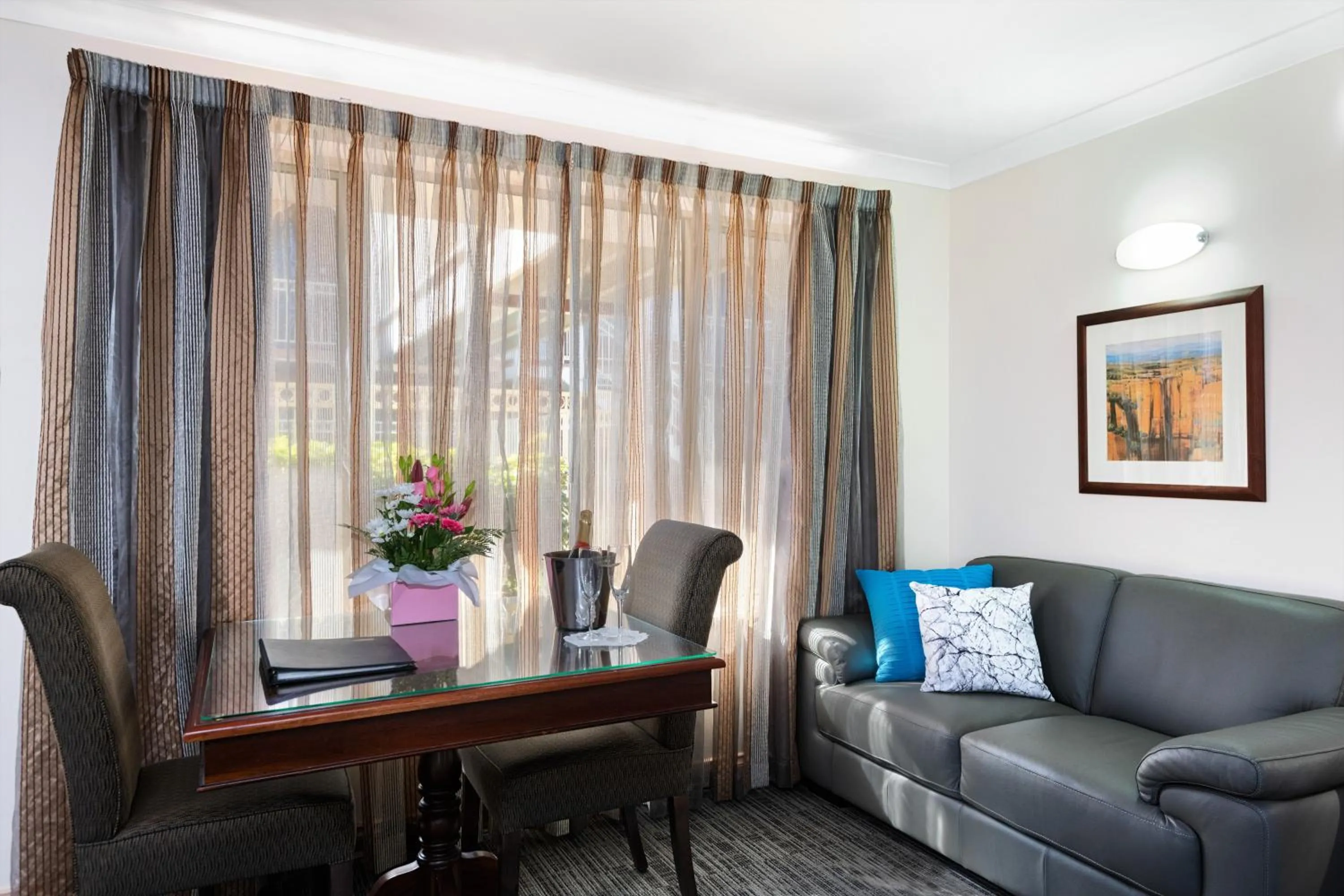 Seating area in Quest Yelverton Kalgoorlie