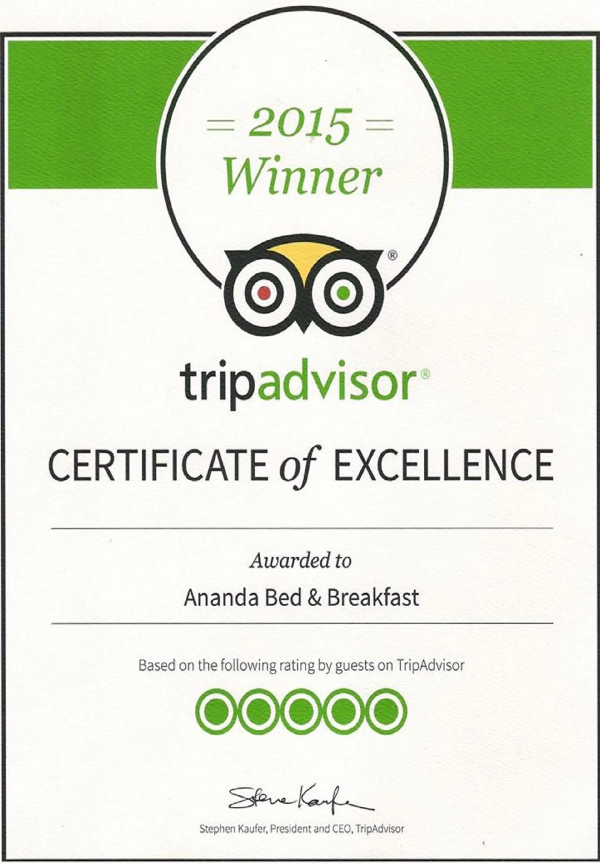 Certificate/Award in Tatvamasi Homestay