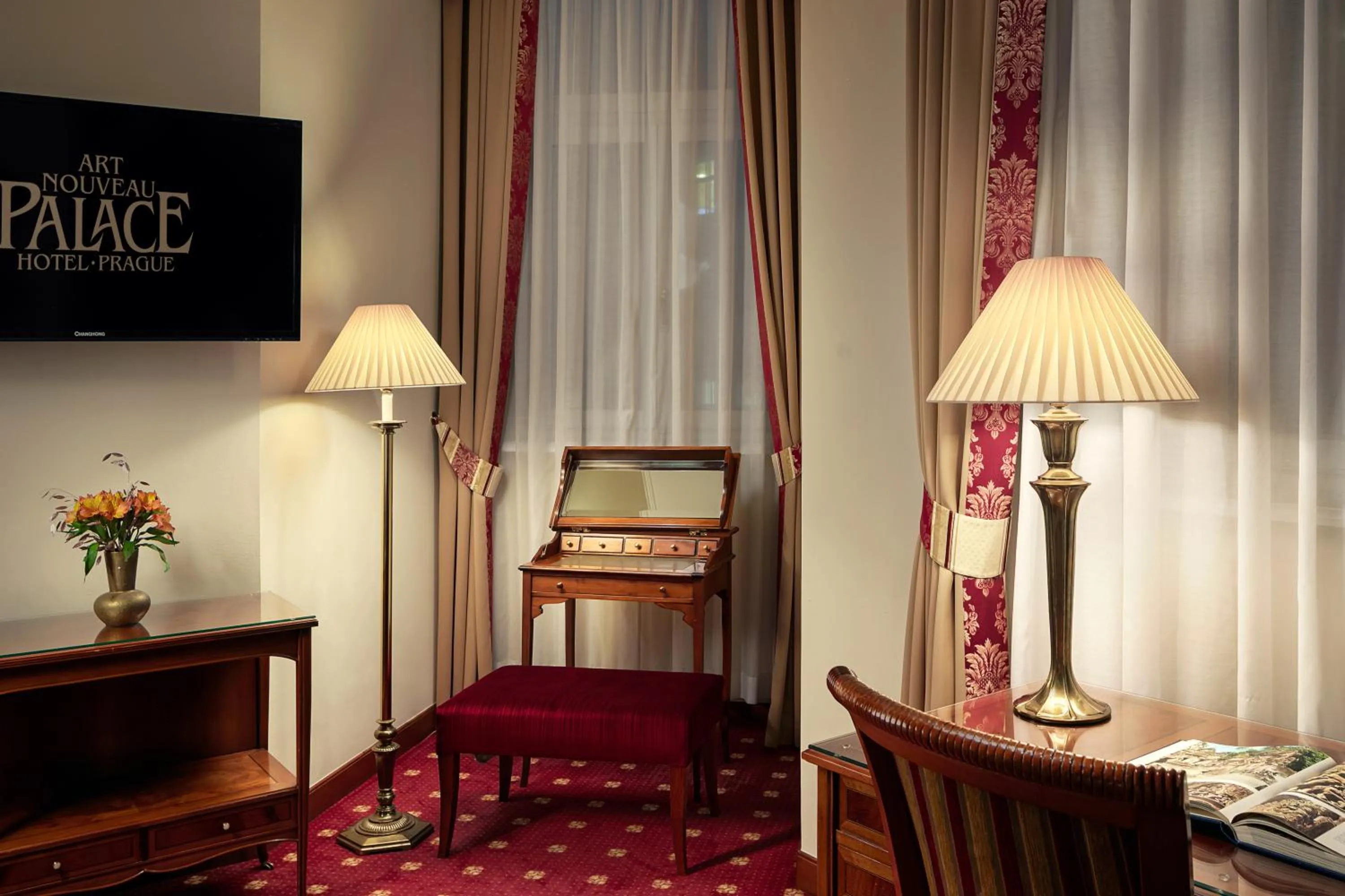 Seating area in Art Nouveau Palace Hotel