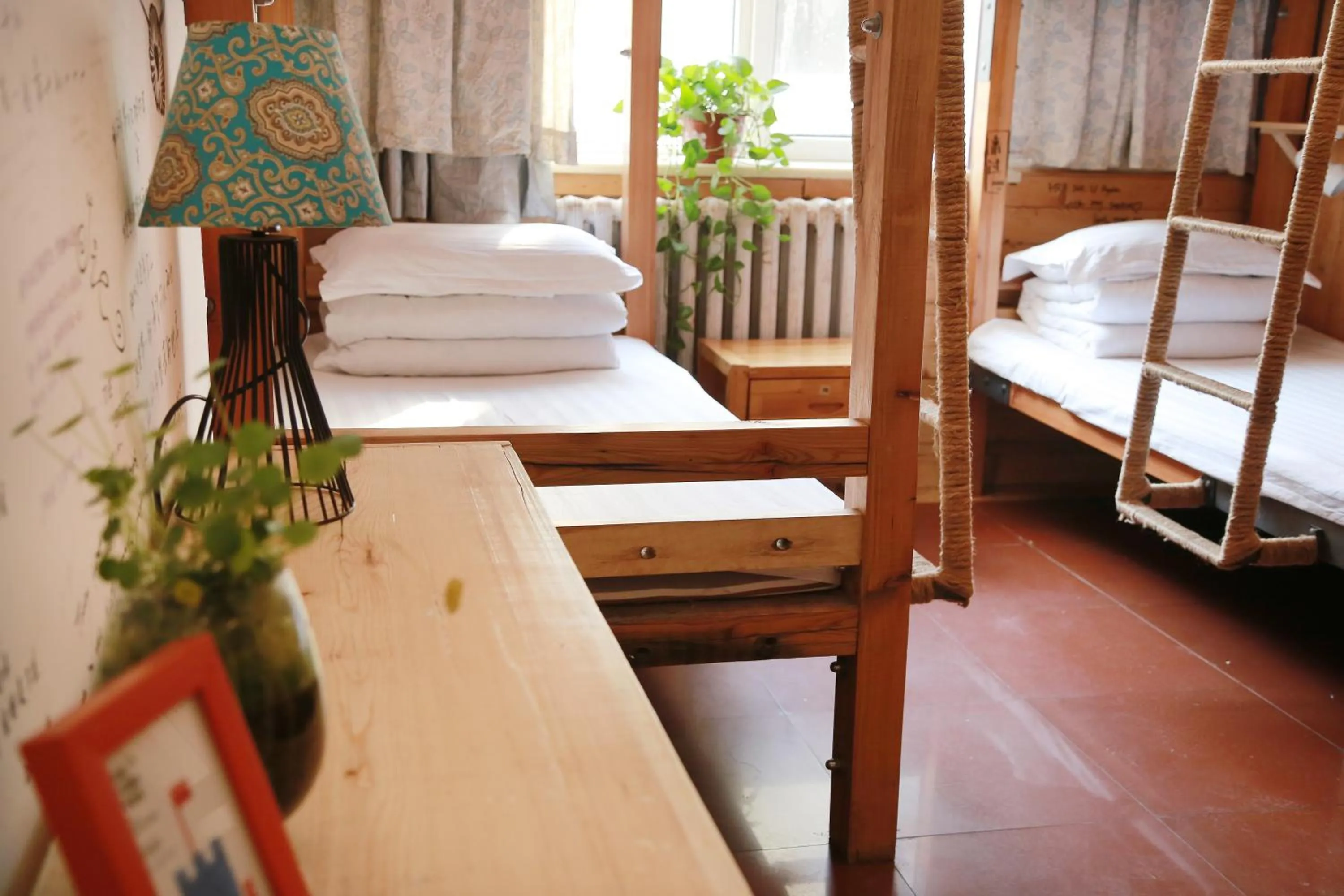Decorative detail, Bed in Harbin North International Youth Hostel