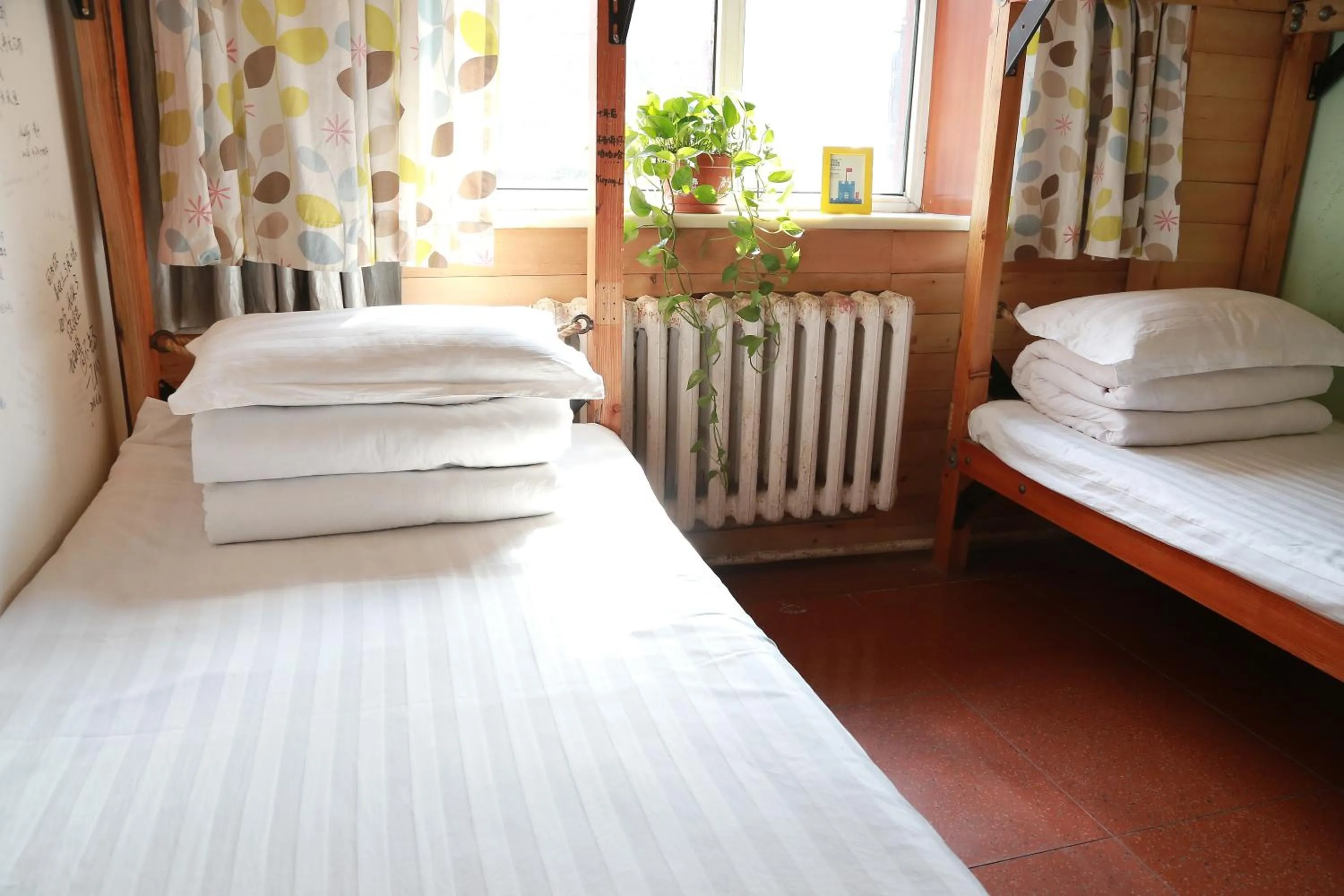 Decorative detail, Bed in Harbin North International Youth Hostel