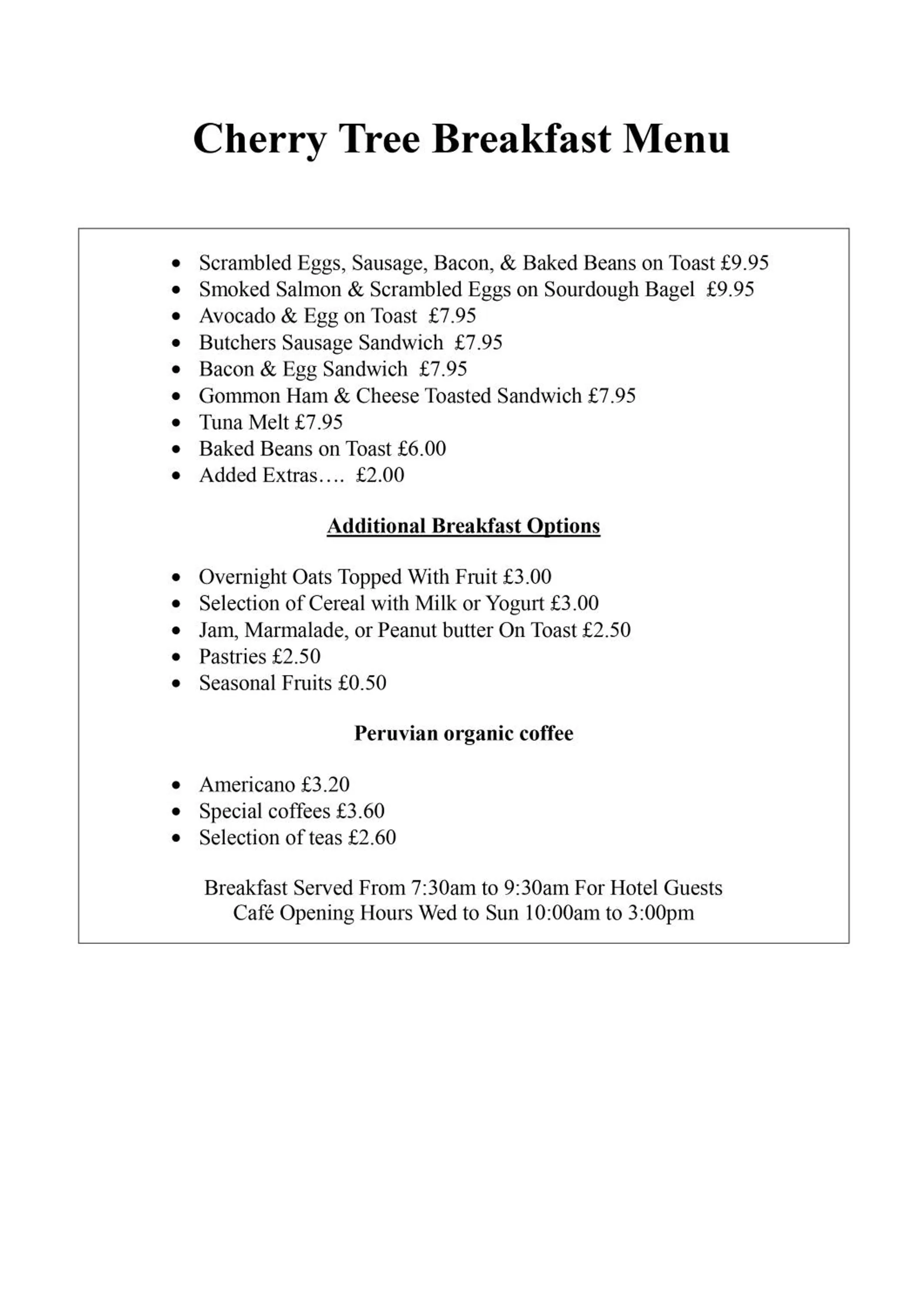 Breakfast in The Cherry Tree Hotel