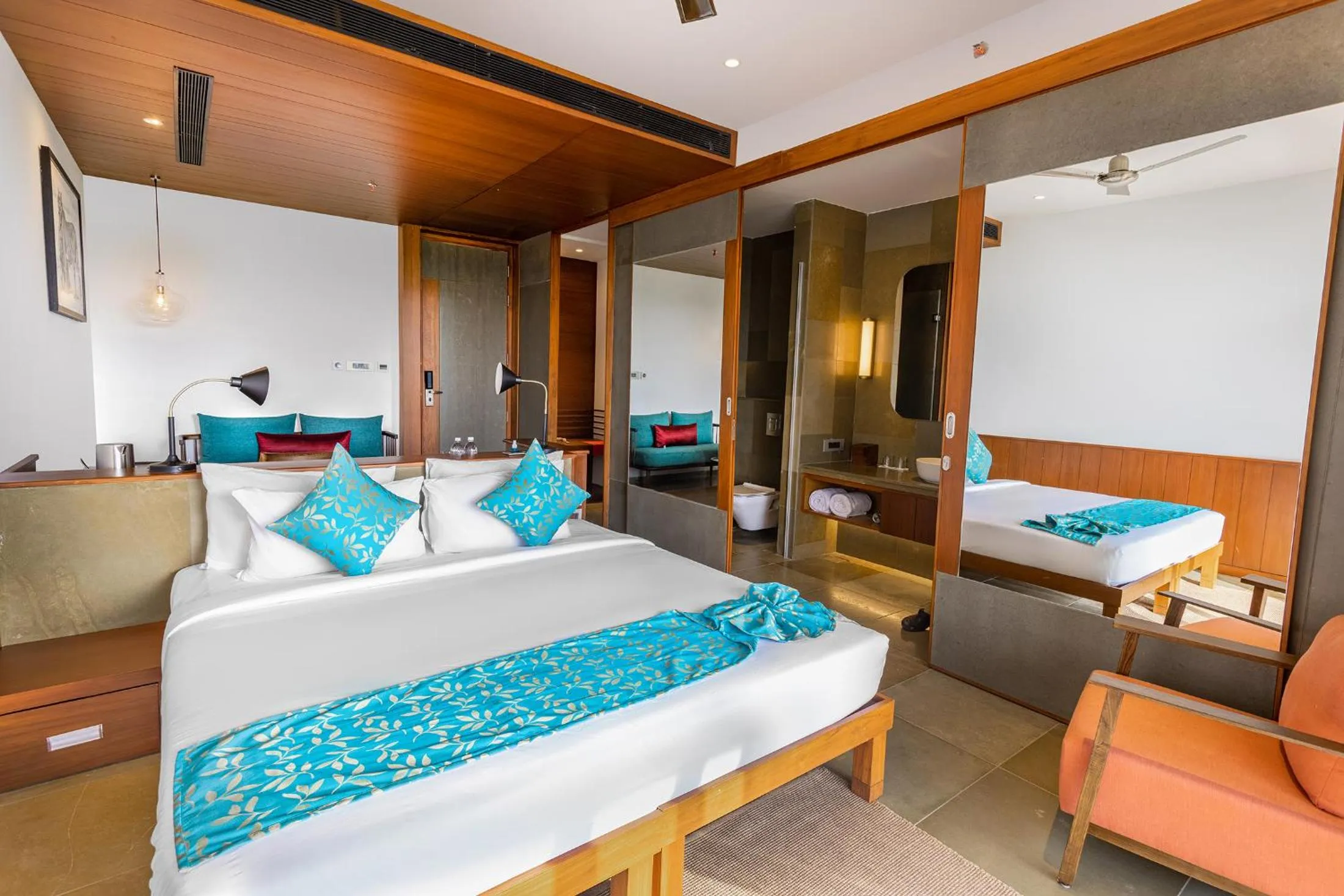 Bed in Saptha Resort and Spa