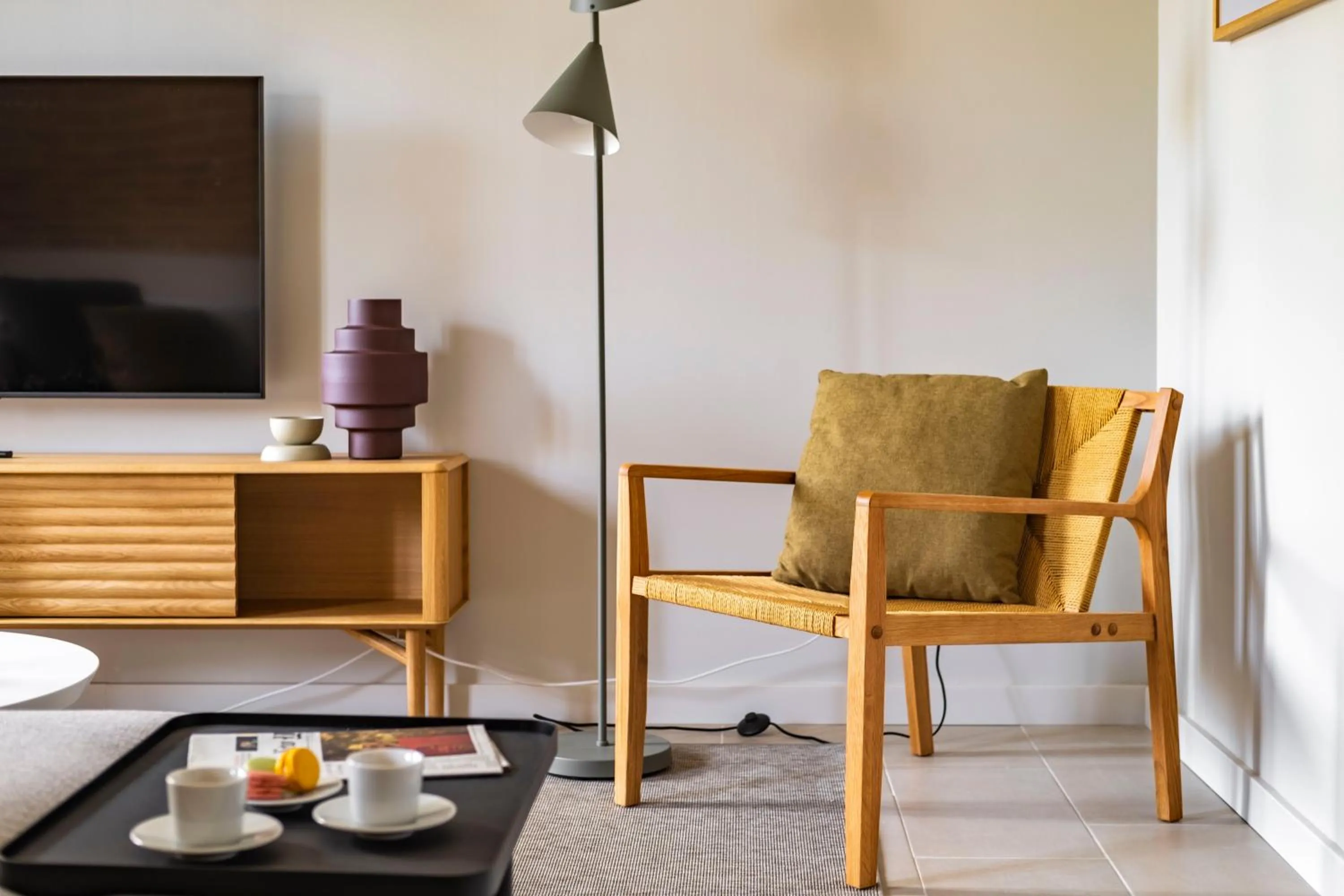 Living room in Aspasios Garden Apartments