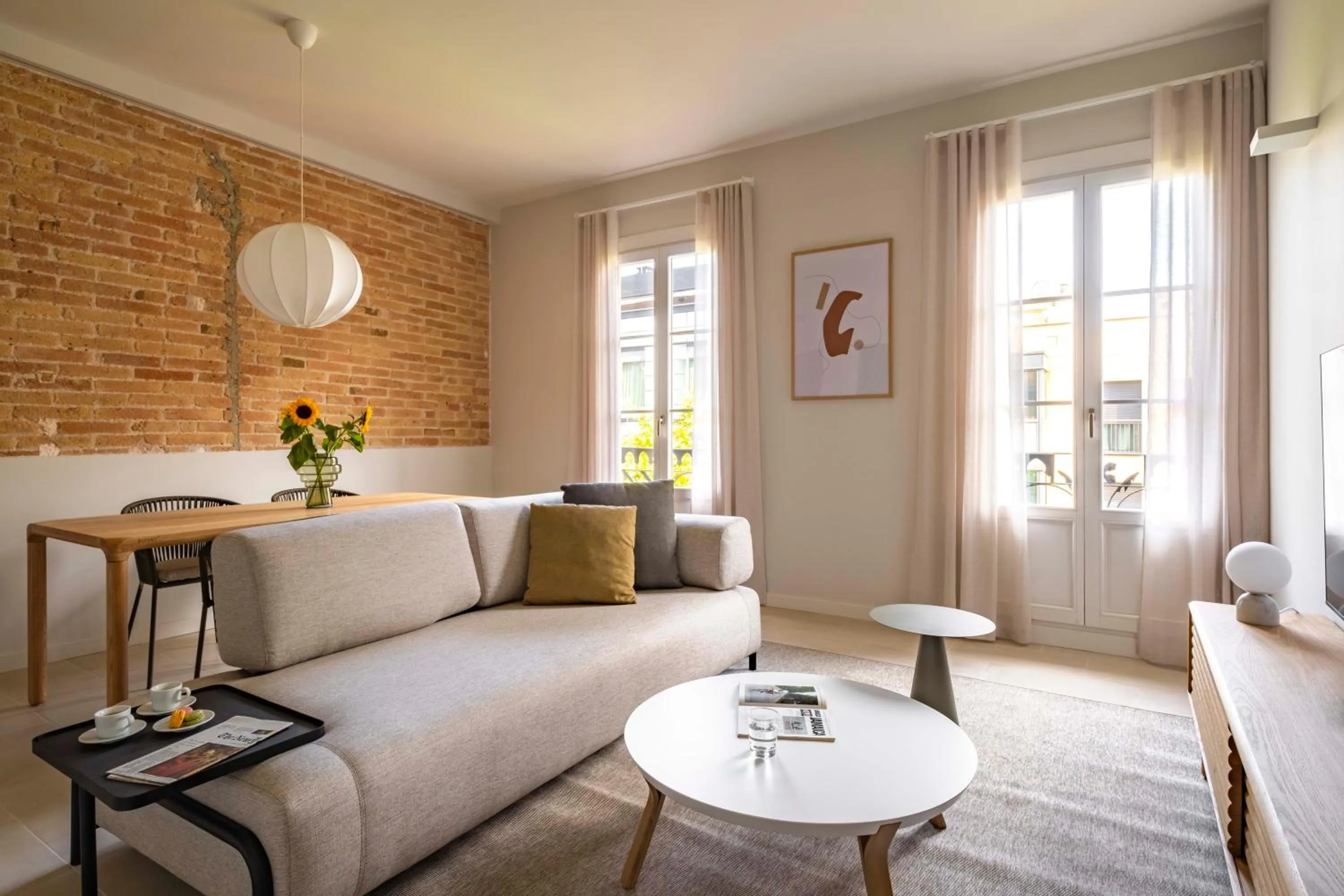 Living room in Aspasios Garden Apartments