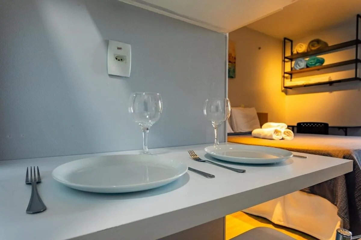 Kitchen or kitchenette, Bed in Life Resort beira lago próx a esplanada