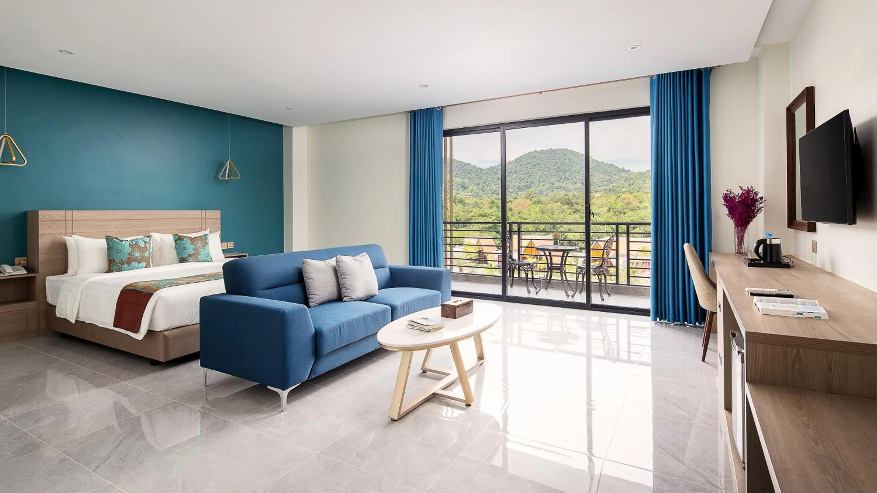 Seating area, Bed in Vakara Hotel Kep