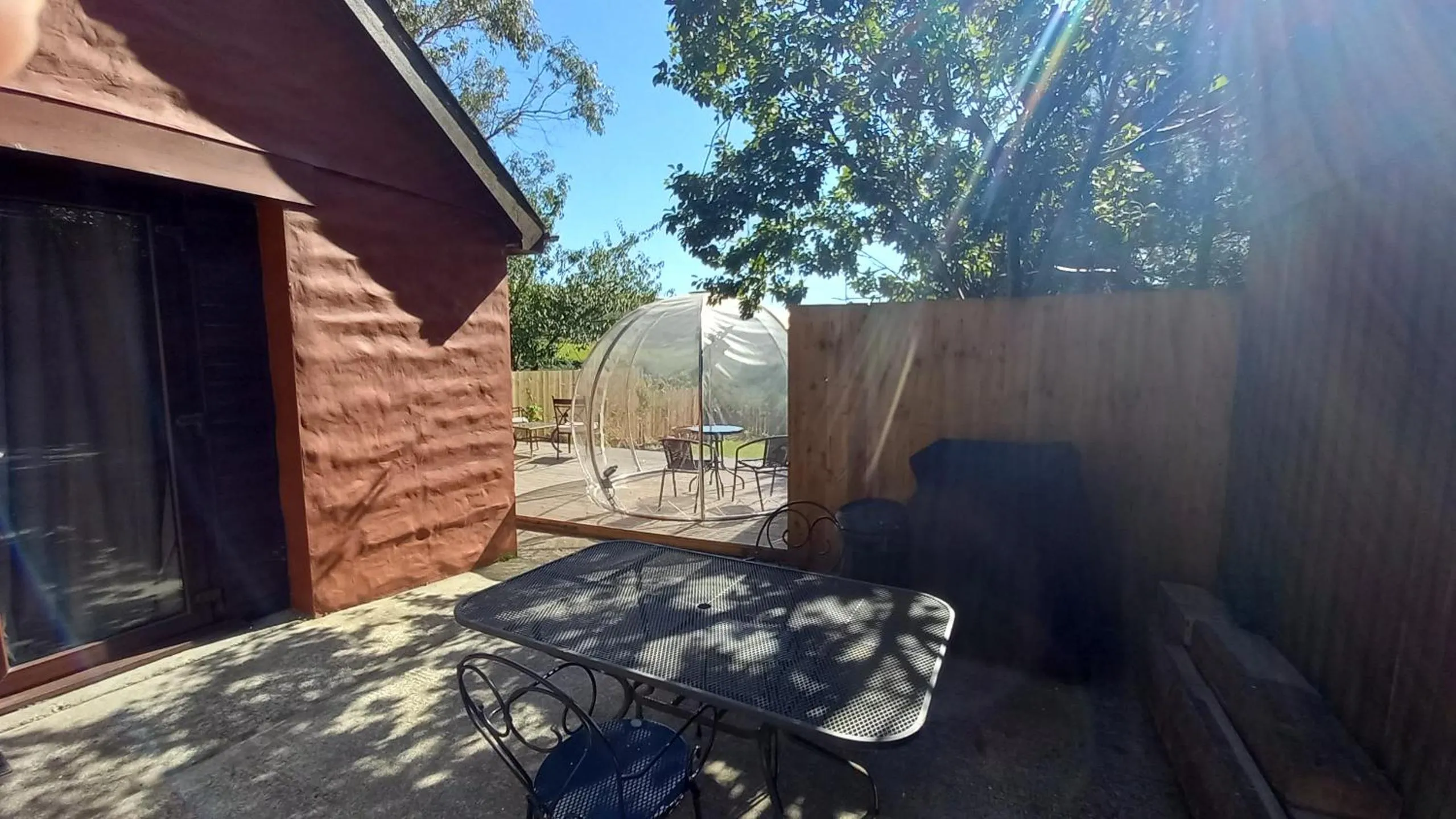 Patio in The Nook - Farm Park Stay with Hot Tub & Dome
