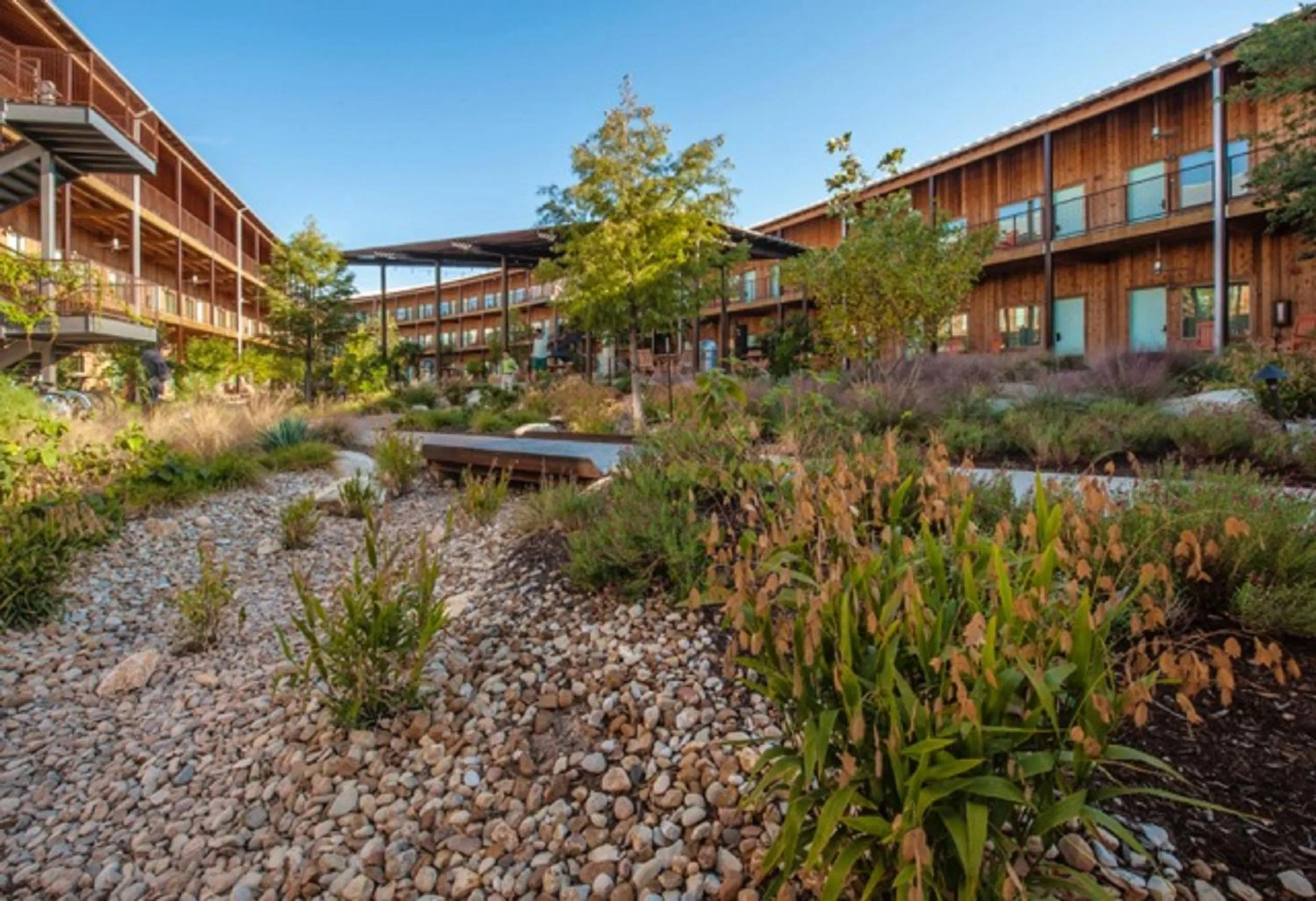 Inner courtyard view in Lone Star Court, by Valencia Hotel Collection