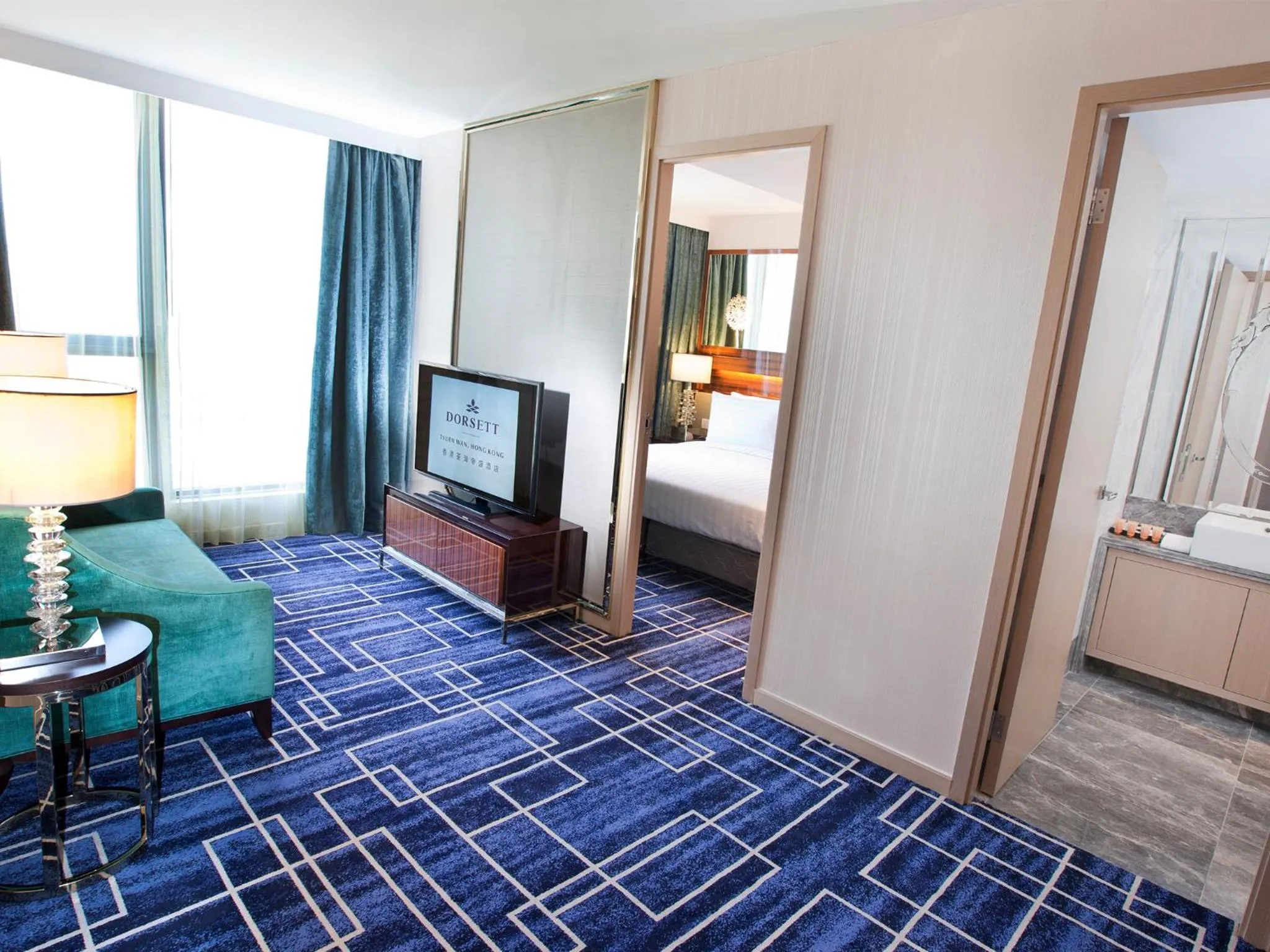 Living room, Bed in Dorsett Tsuen Wan, Hong Kong