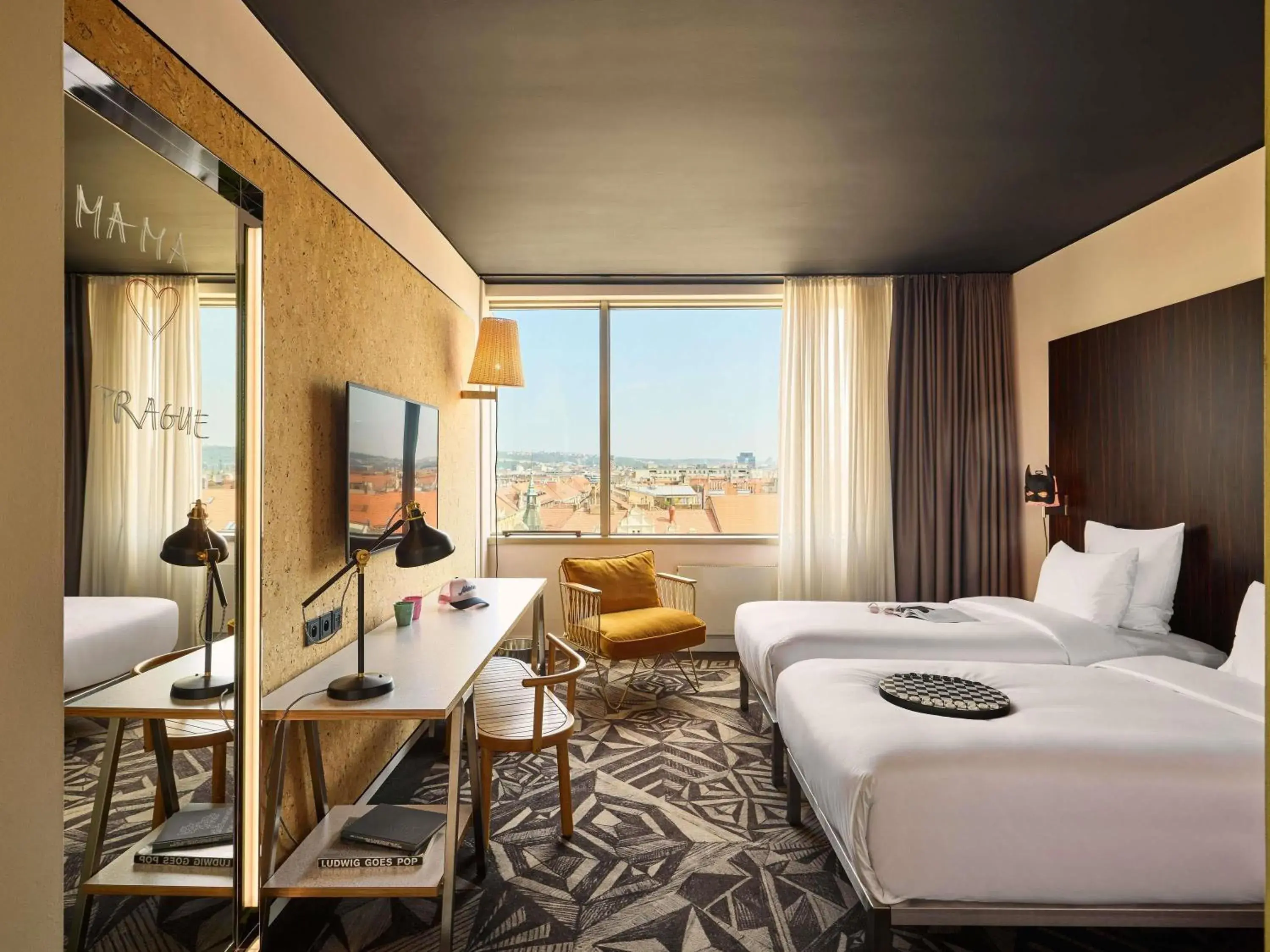 Large Mama Twin Room in Mama Shelter Prague Large Mama Twin Room in Mama Shelter Prague