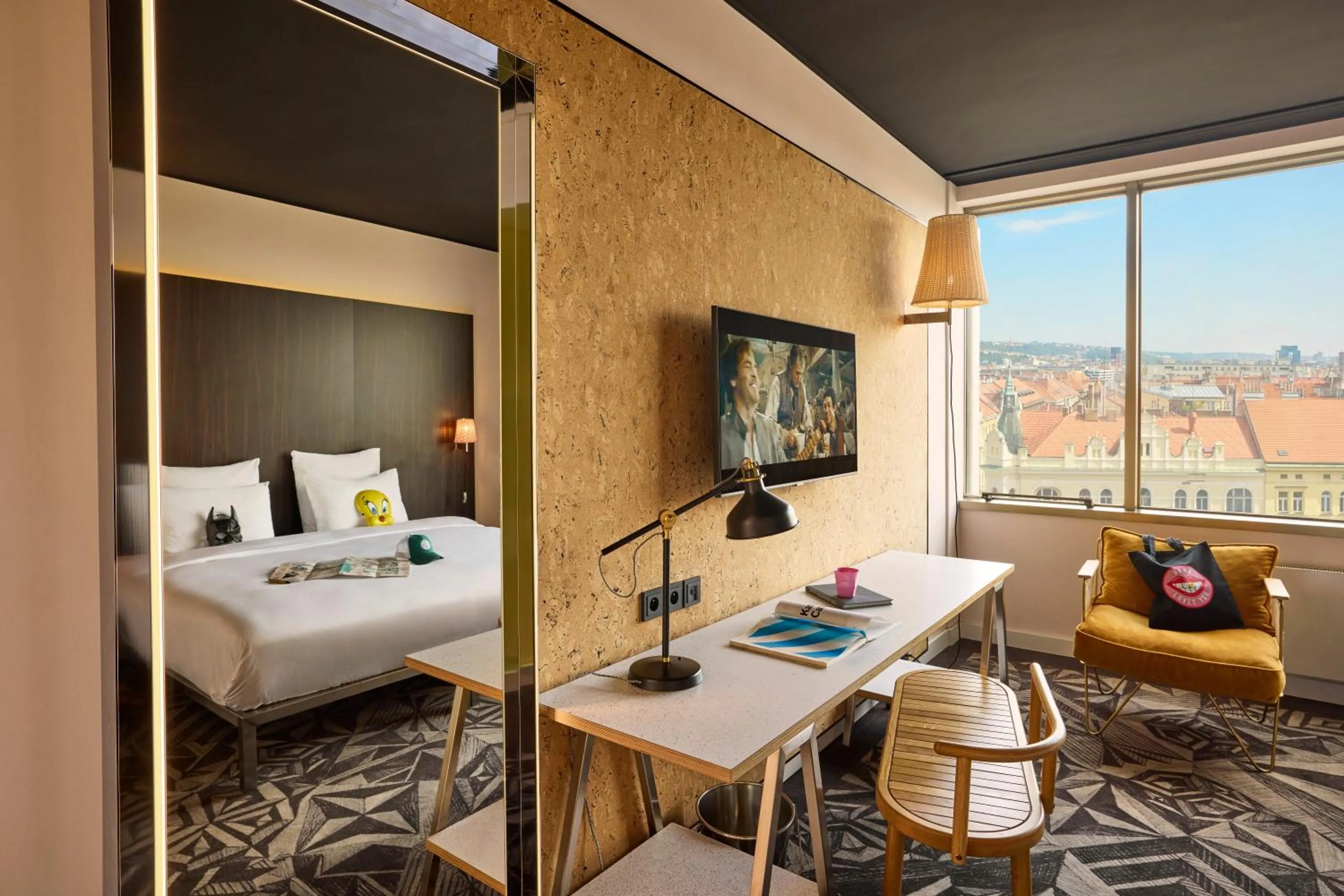 Bed in Mama Shelter Prague