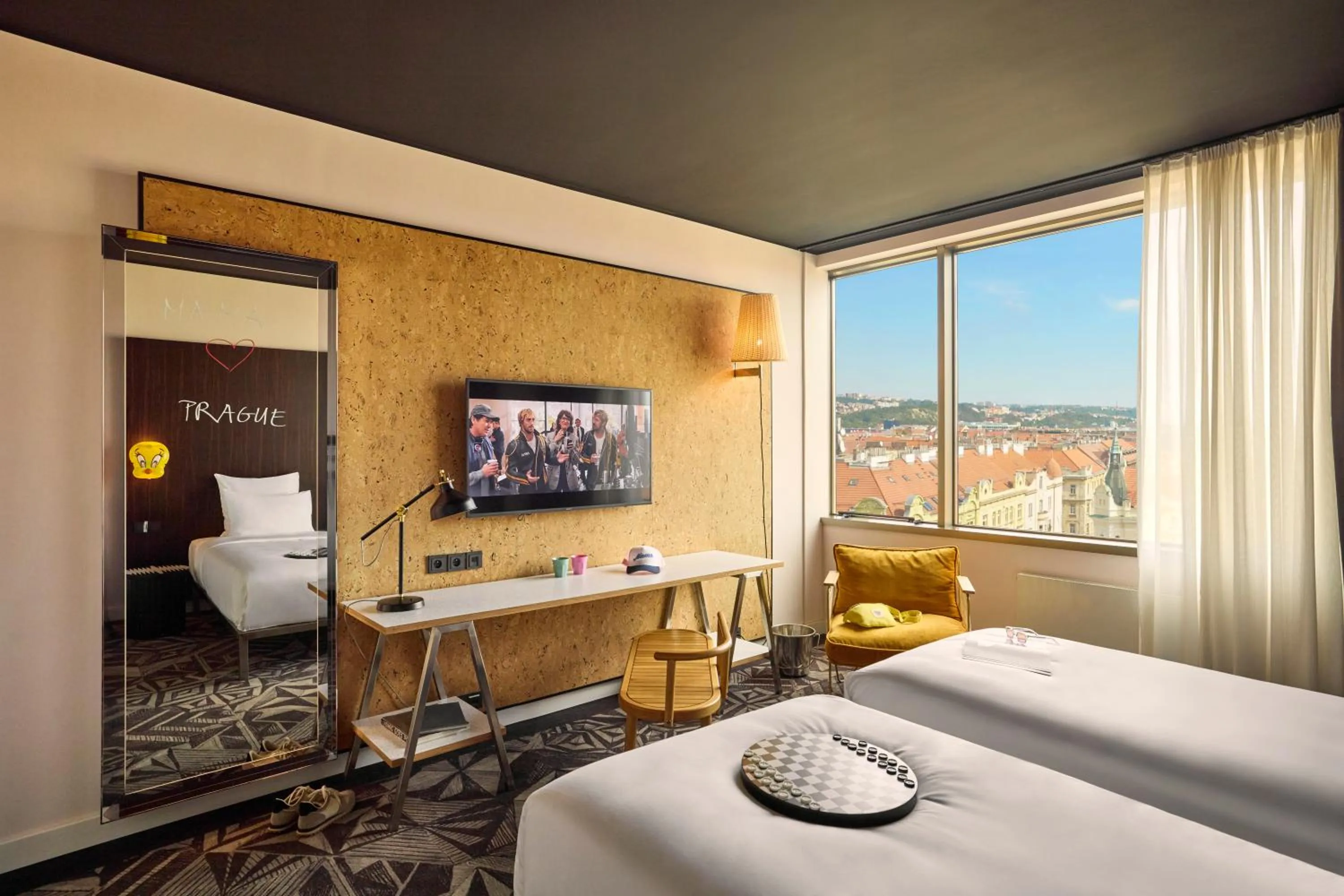 Bed in Mama Shelter Prague