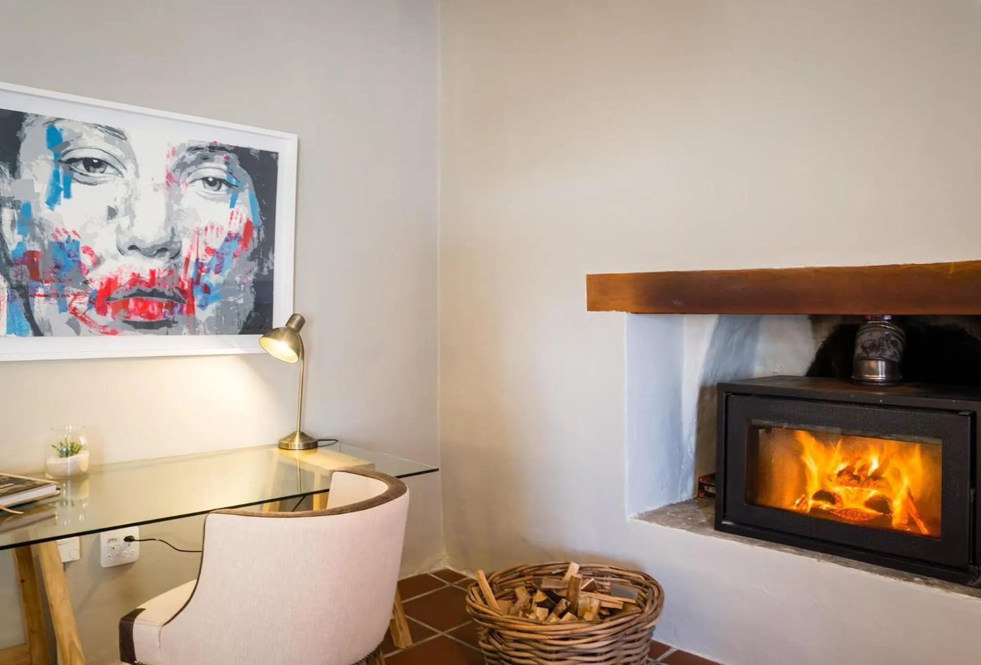 fireplace in Macaron Boutique Guest House