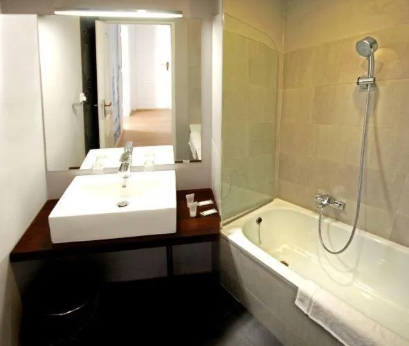 Bathroom, Bed in U Stare Pani - At the Old Lady Hotel