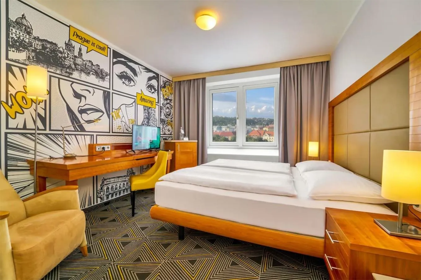 TV and multimedia, Bed in Hotel Uno Prague