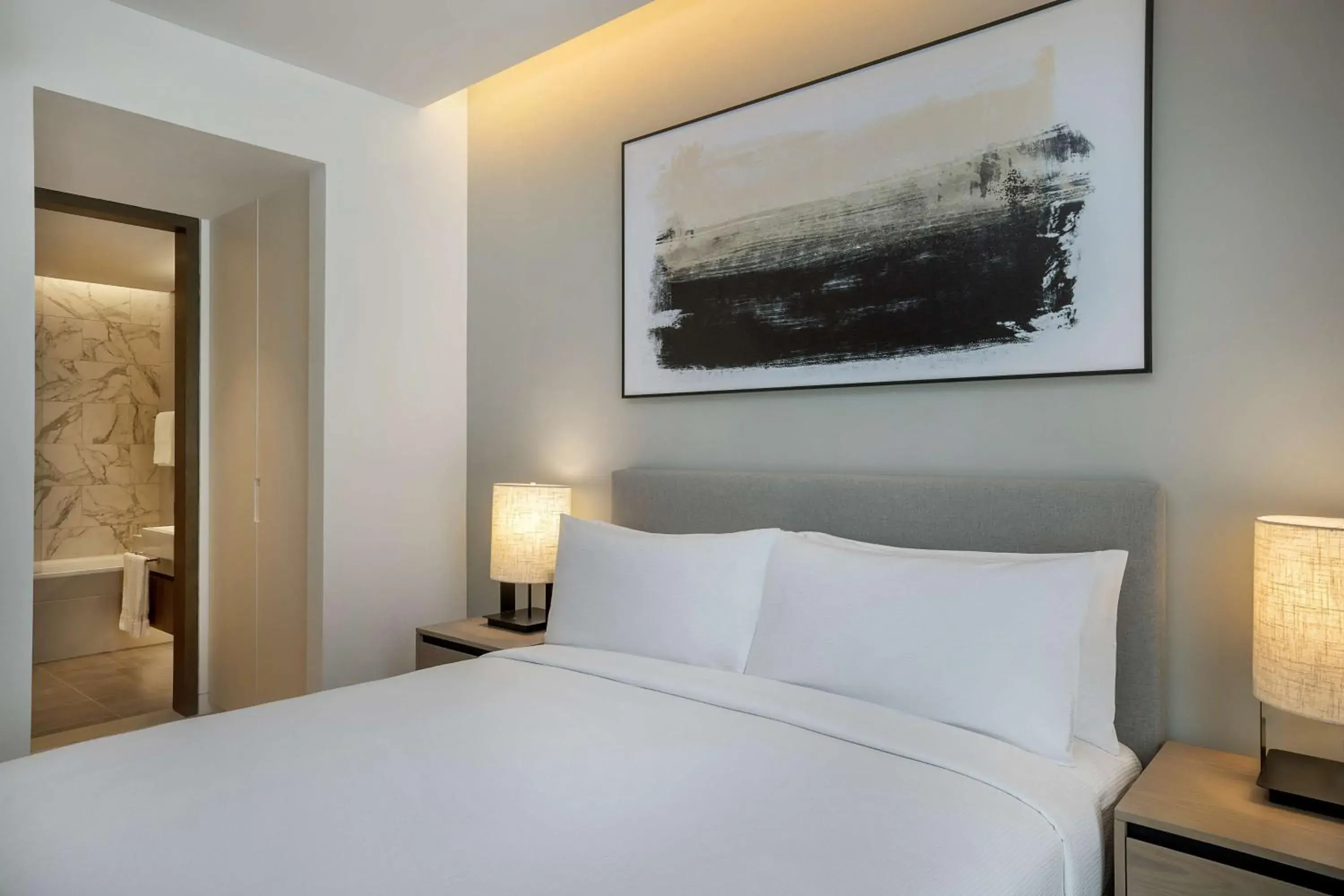 Bathroom, Bed in Doubletree By Hilton Abu Dhabi Yas Island Residences Bathroom, Bed in Doubletree By Hilton Abu Dhabi Yas Island Residences
