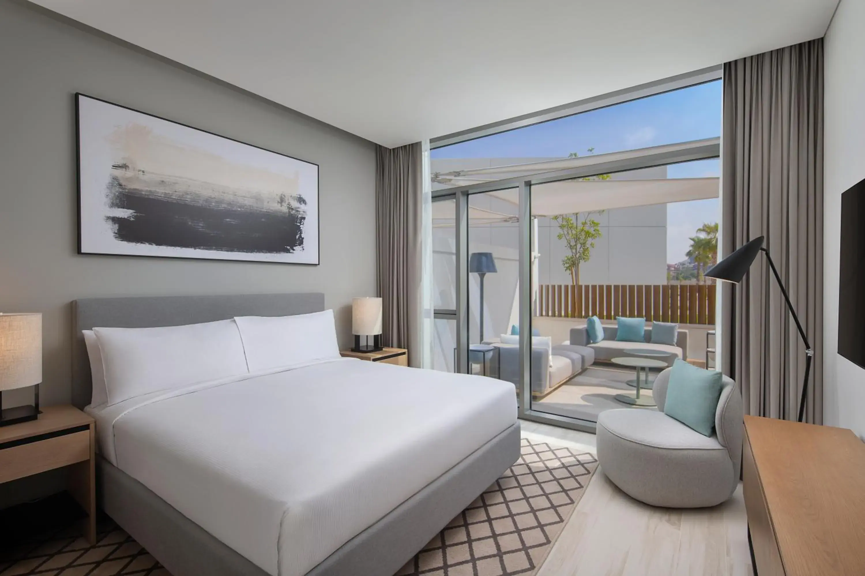 View (from property/room), Bed in Doubletree By Hilton Abu Dhabi Yas Island Residences View (from property/room), Bed in Doubletree By Hilton Abu Dhabi Yas Island Residences