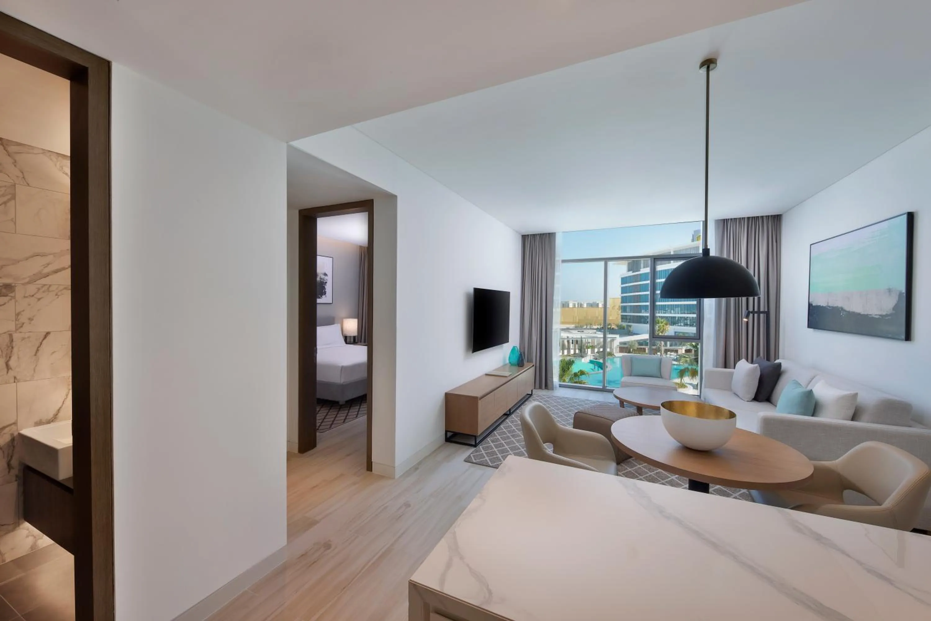 TV and multimedia, Bed in Doubletree By Hilton Abu Dhabi Yas Island Residences