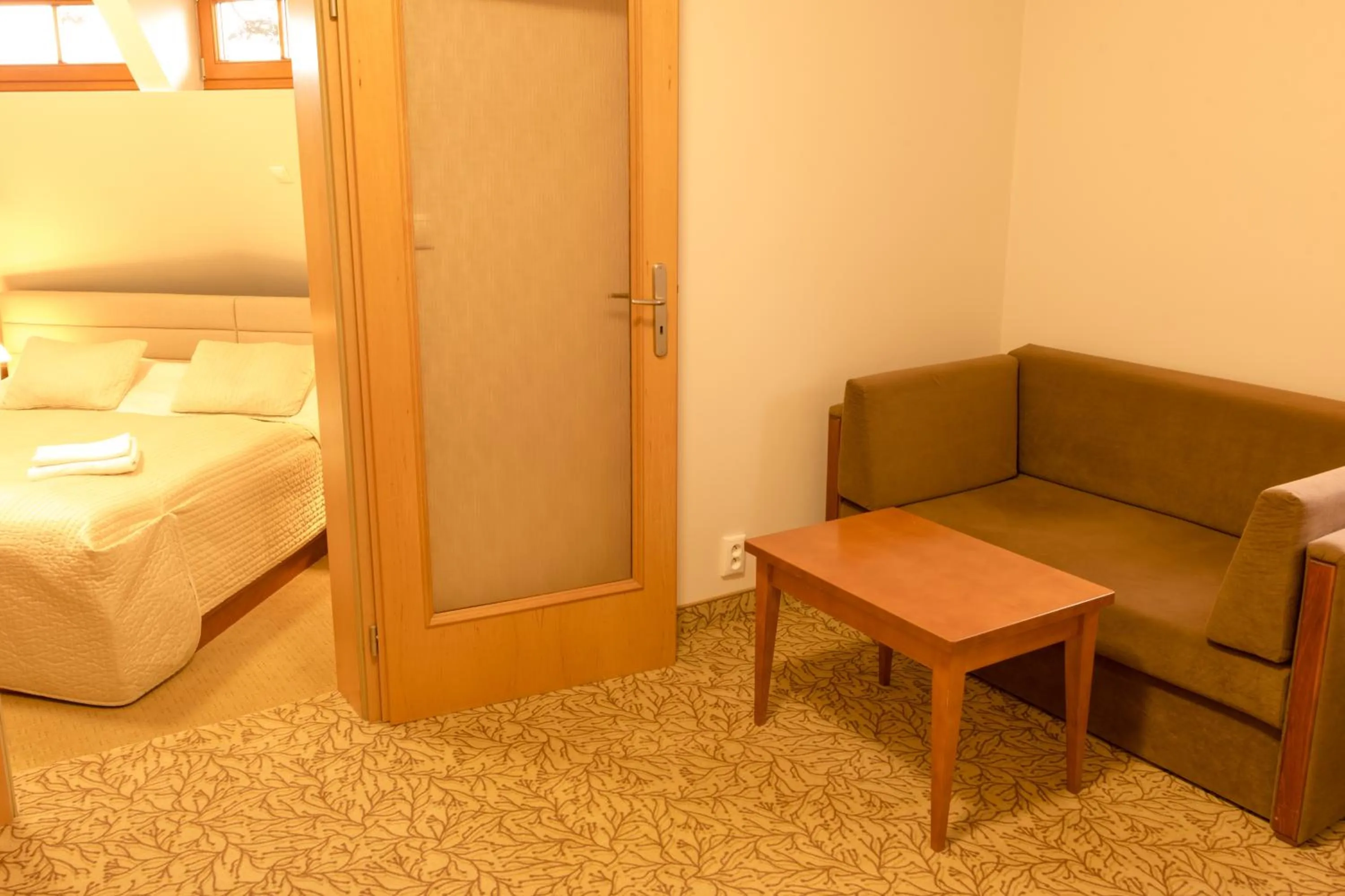 Living room, Bed in Hotel VÍTKOVA HORA