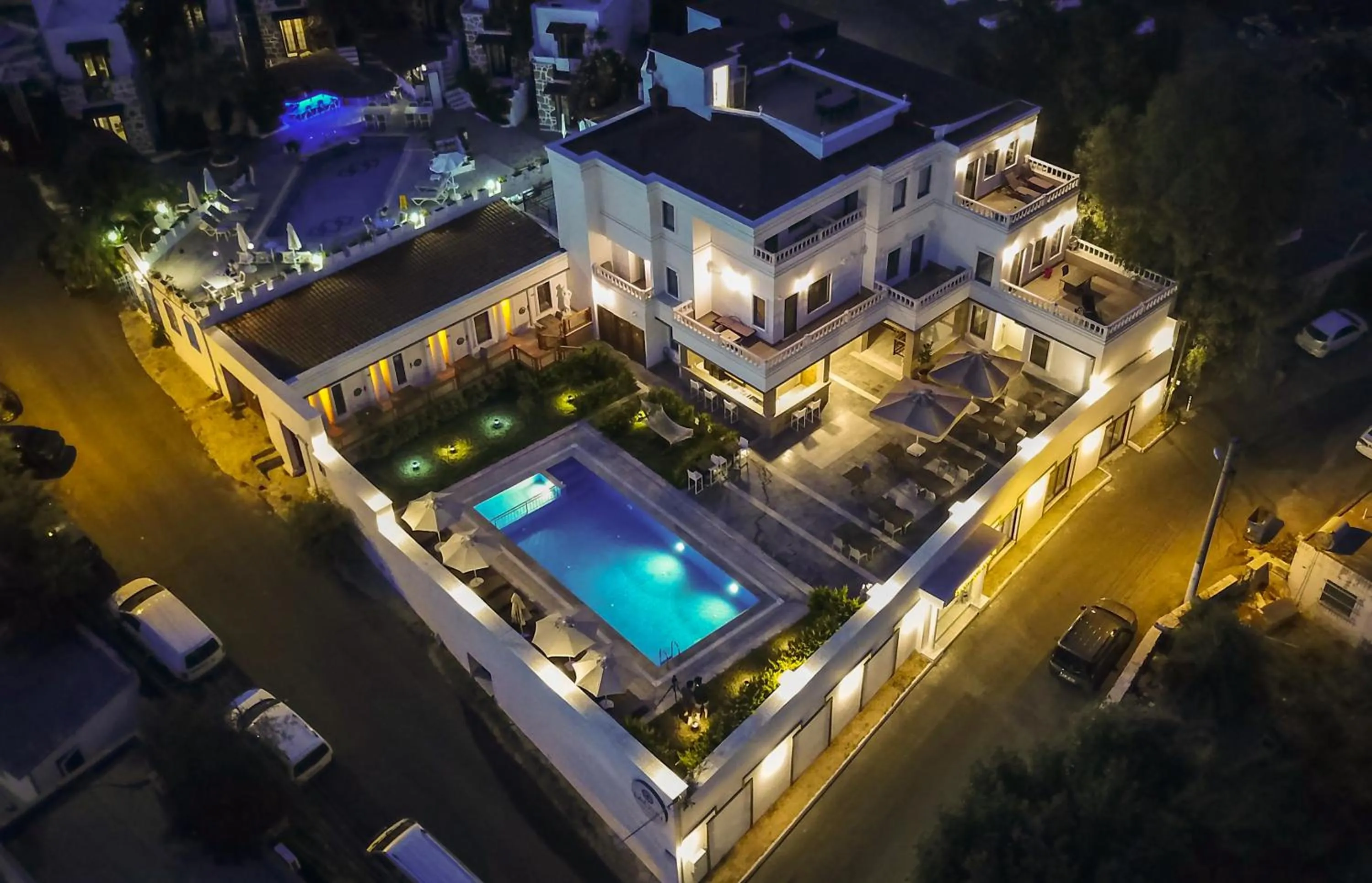 Bird's eye view in laden hotel bodrum
