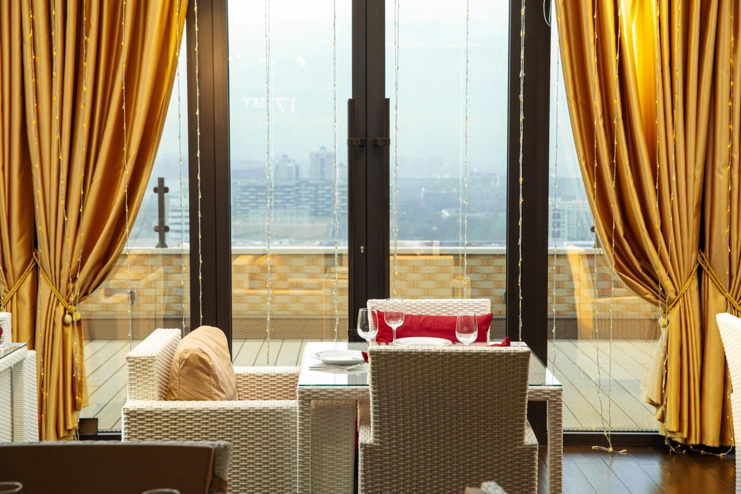 Seating area in Reikartz Sky Almaty